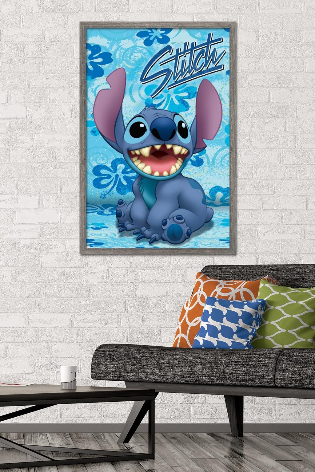 Trends International Disney Lilo And Stitch - Sitting Wall Poster, 22.37'' X 34.00'', Barnwood Framed Version