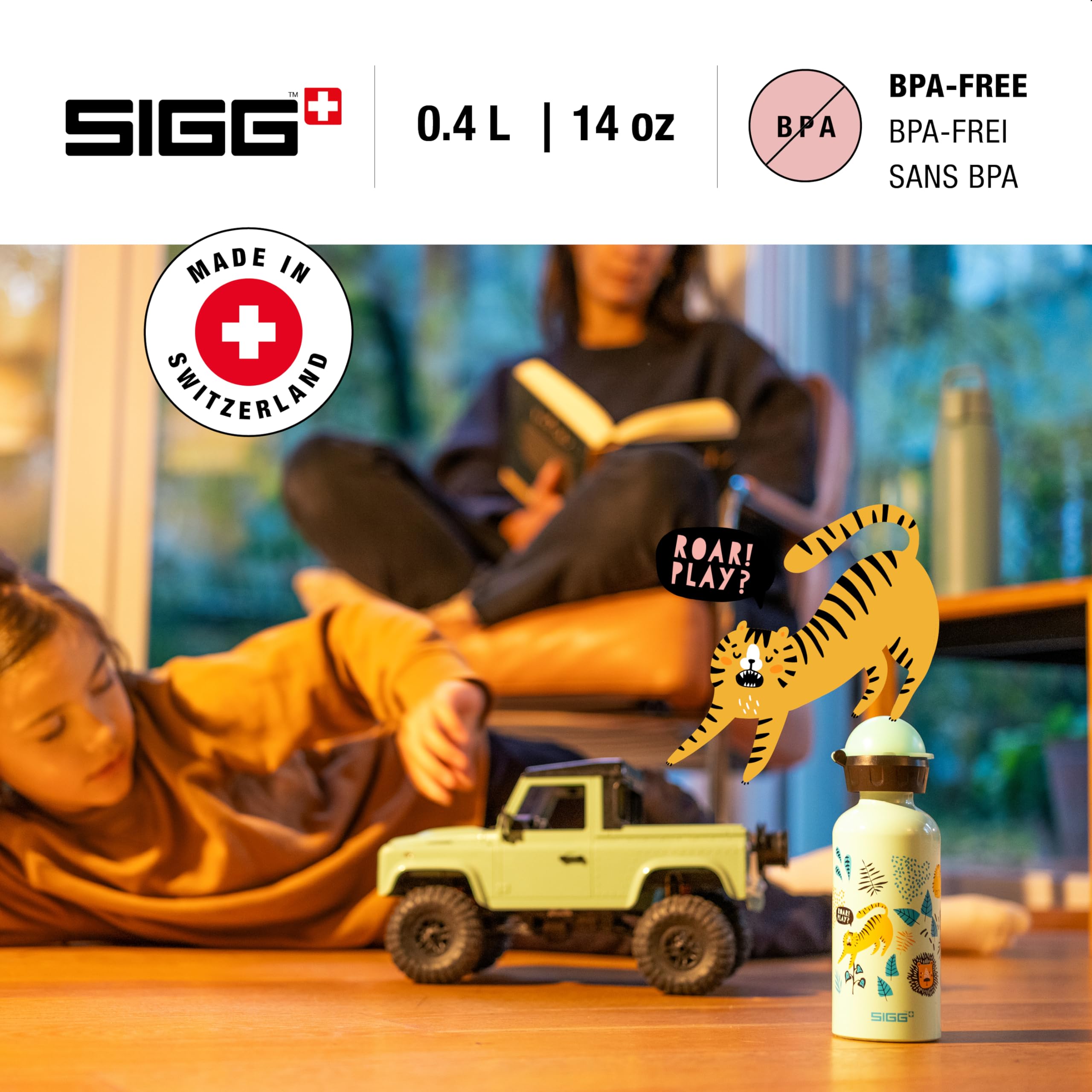 SIGG - Kids Water Bottle - Junge TZZ - Leakproof - Lightweight - BPA Free - Aluminum - 13 Oz