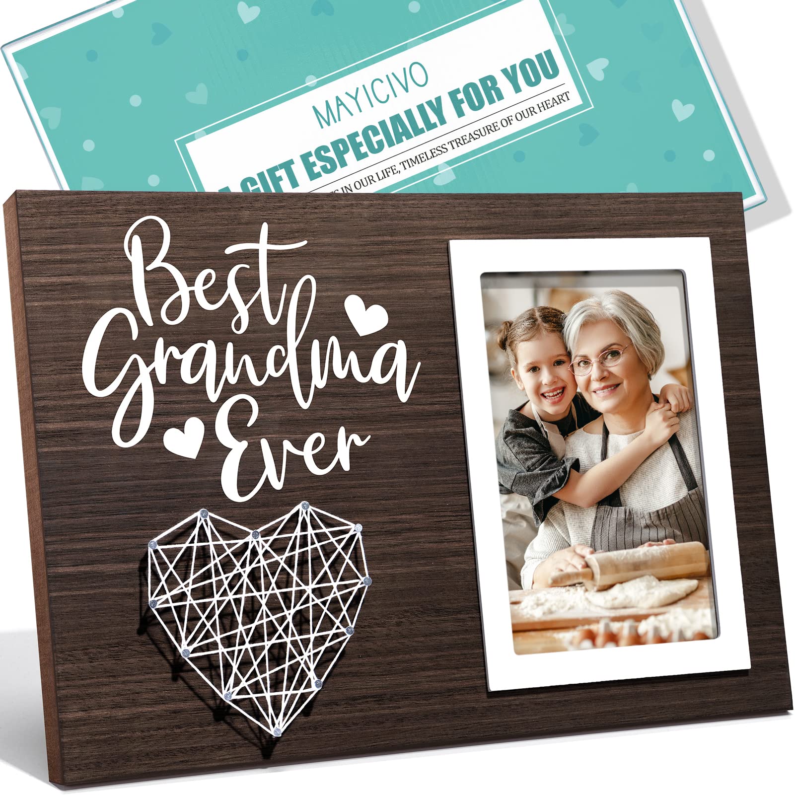 Grandma Gifts Picture Frame Mothers Day Gifts for Grandma from Granddaughter & Grandson, Grandma Birthday Gifts Best Grandma Eve