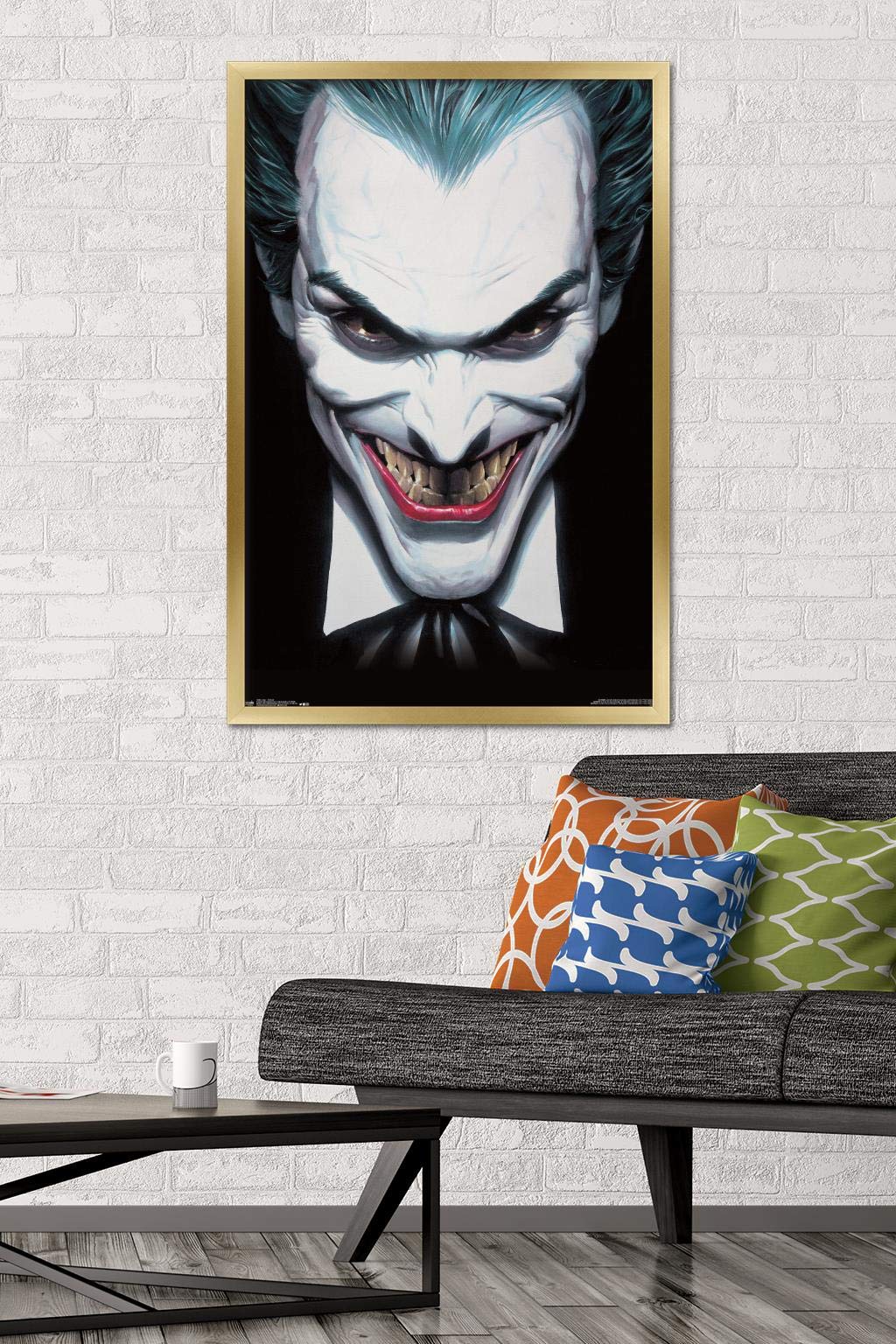 Trends International Dc Comics - The Joker - Portrait Wall Poster, 22.375'' X 34'', Gold Framed Version