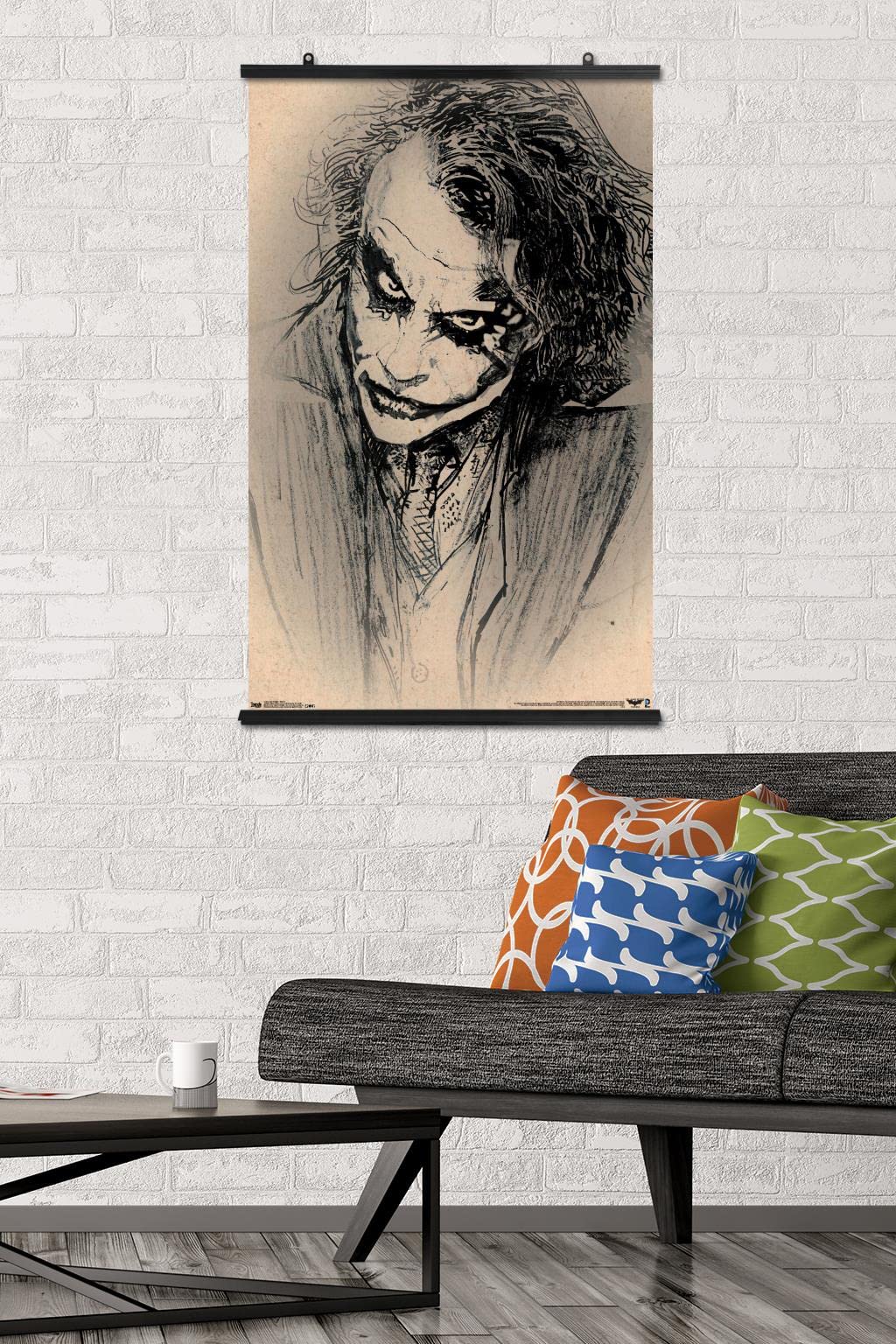 Trends International Dc Comics Movie-The Dark Knight-The Joker-Sketch Wall, 22.375'' X 34'', Poster & Clip Bundle