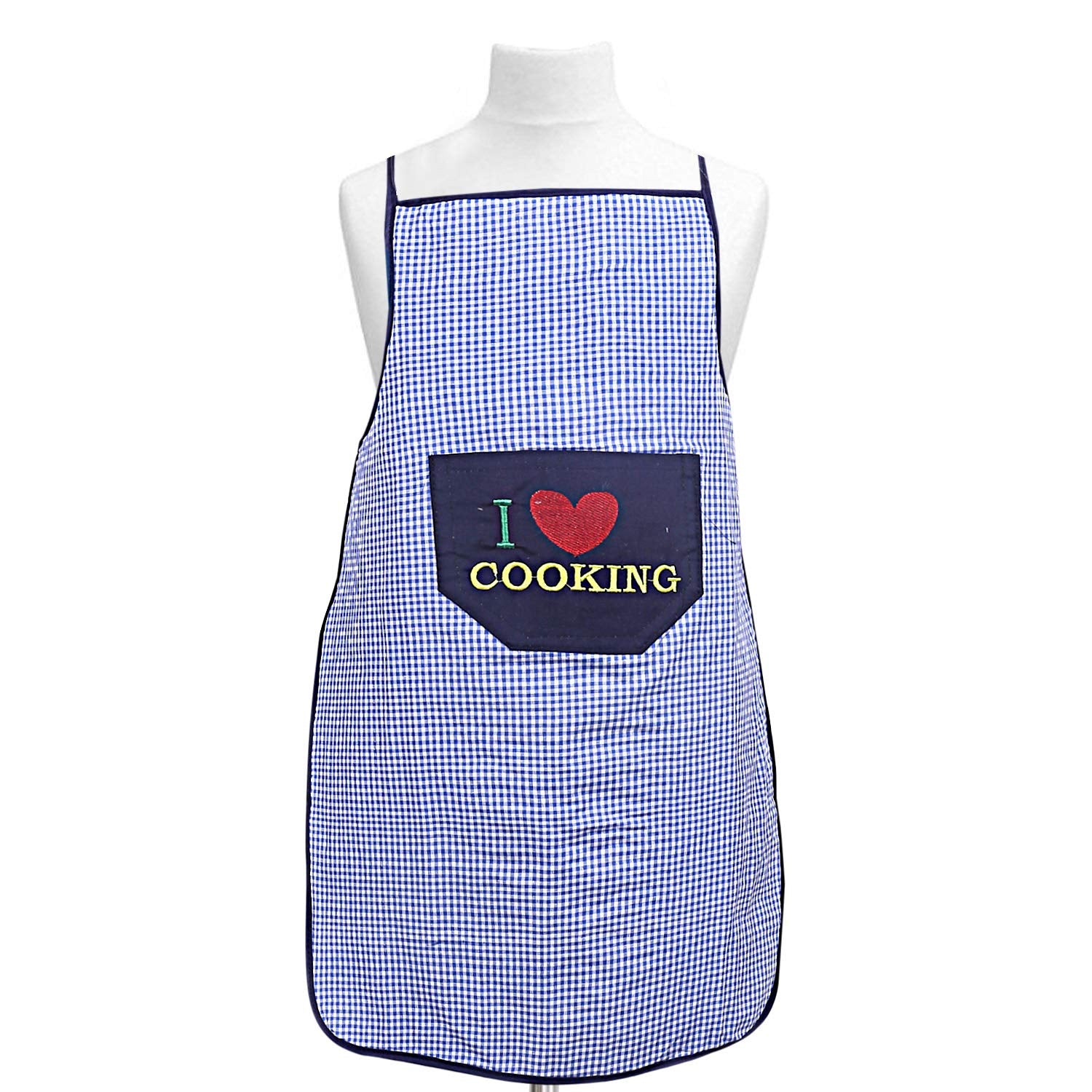 Kuber Industries Checkered Design Cotton 3 Pieces Waterproof Apron With Front Pocket (Red, Blue And Maroon), Ctktc013731