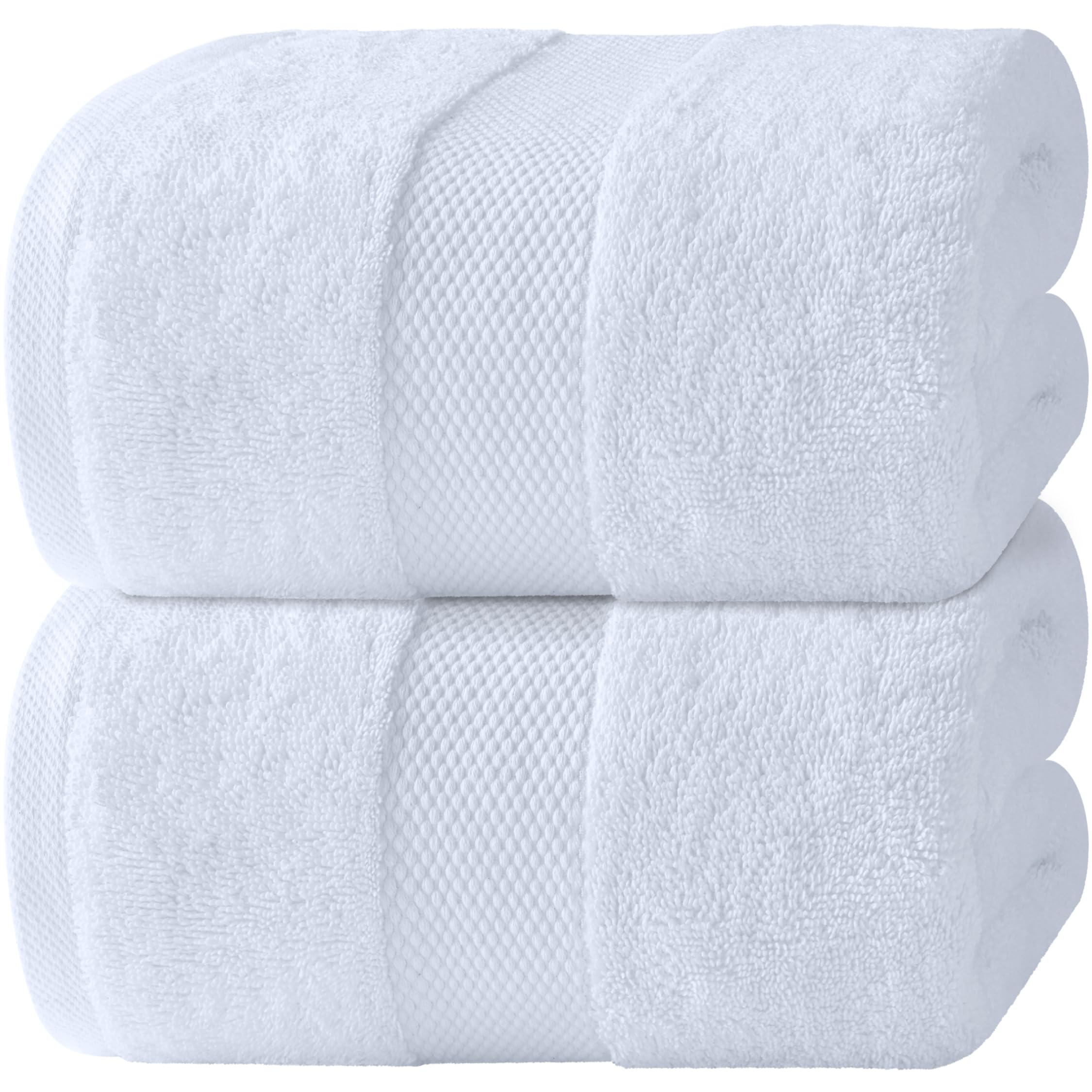 White Classic Luxury Bath Sheets - 35x70 Inch, 700 GSM Turkish Cotton, Highly Absorbent, White, 2 Pack