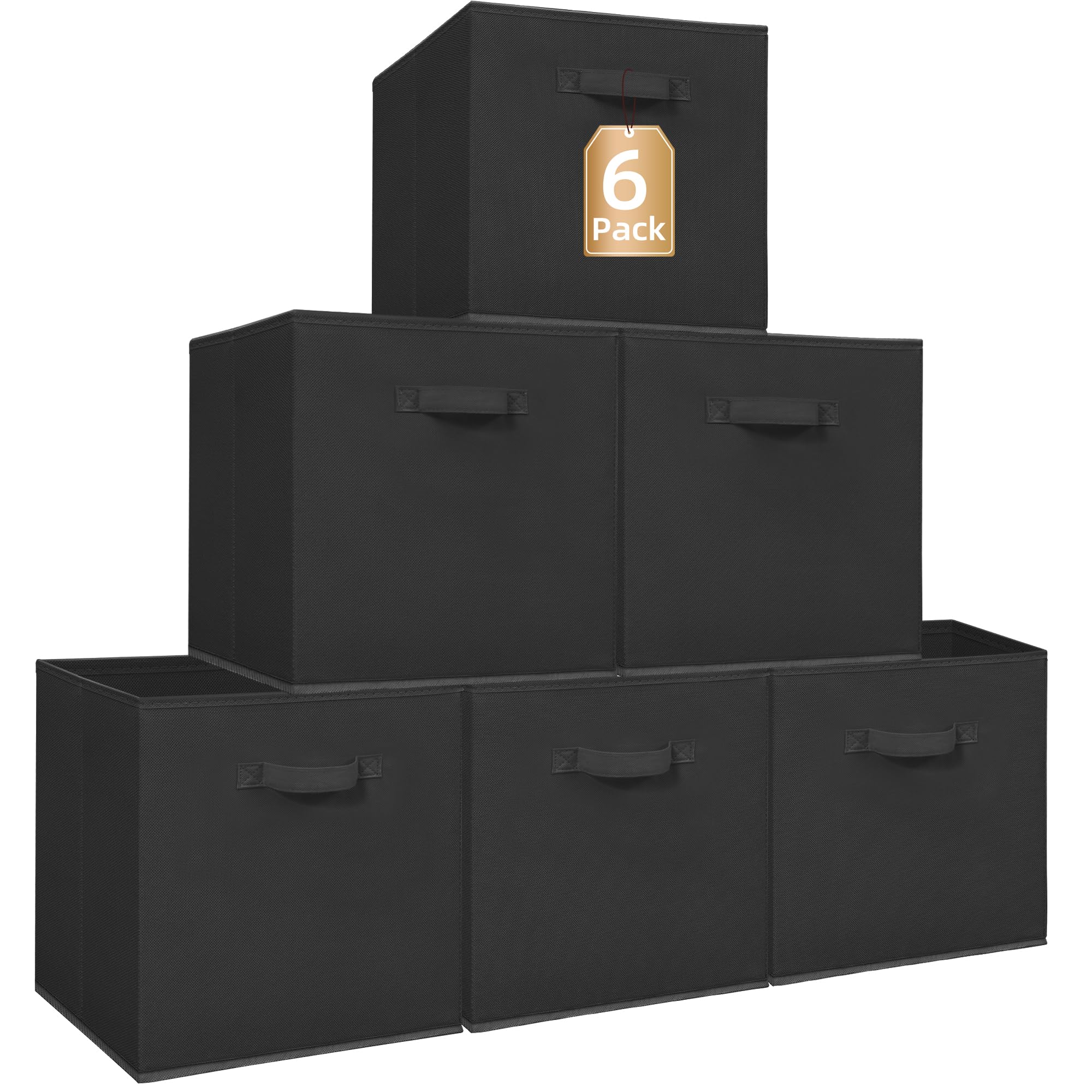 STORAGE MANIAC Storage Cubes, 13 Inch Collapsible Storage Bins with Handles, 6 Pack Fabric Foldable Bins for Organization, Durab