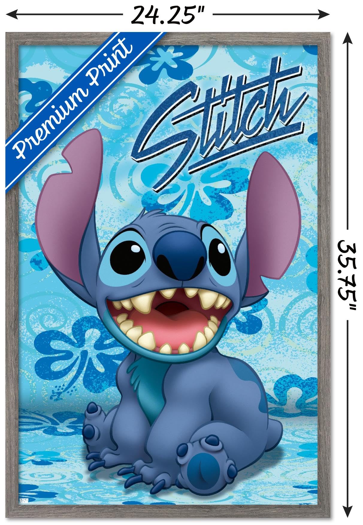 Trends International Disney Lilo And Stitch - Sitting Wall Poster, 22.37'' X 34.00'', Barnwood Framed Version