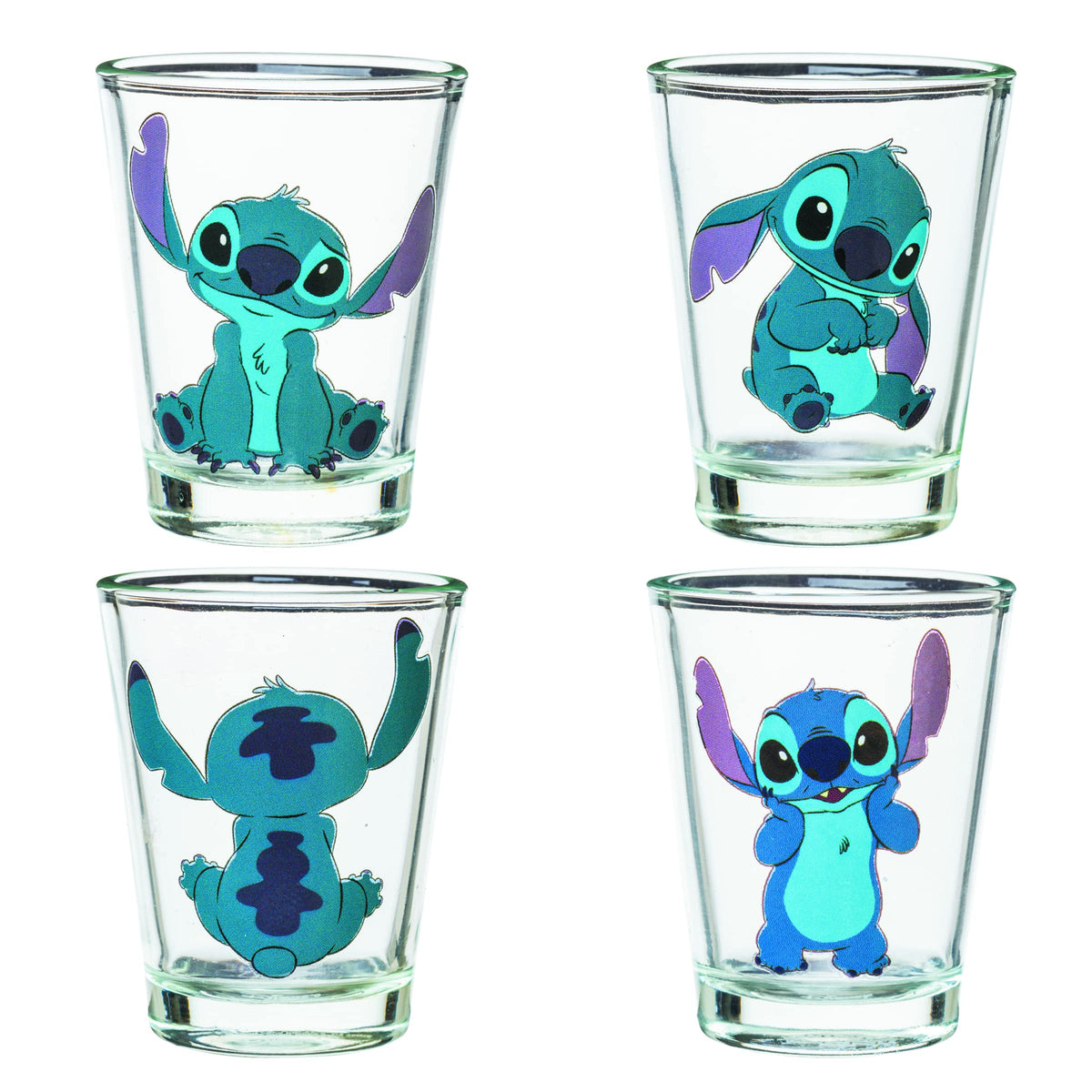 Silver Buffalo Disney Lilo And Stitch Cute Poses 4 Pack Mini Glasses, 1.5 Ounces