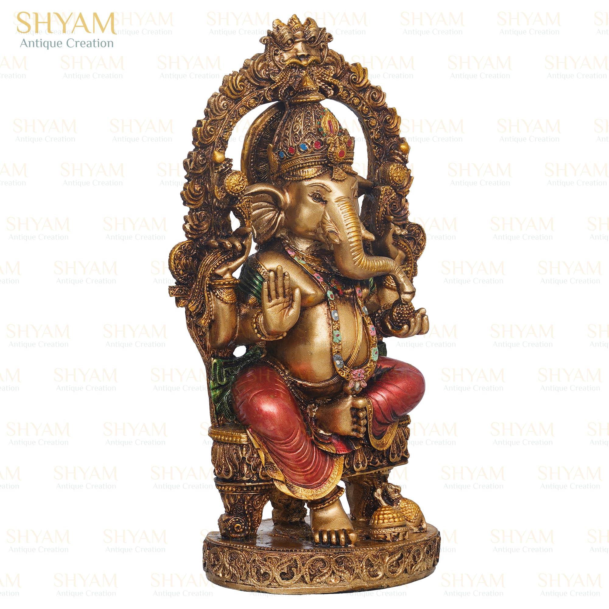 Shyam Antique Creation 10 Ganesh Ji Mehrav Statue Sitting Ganesha Murti For Diwali Bhagwan Ganpati Bappa Blessing Idol Figurine