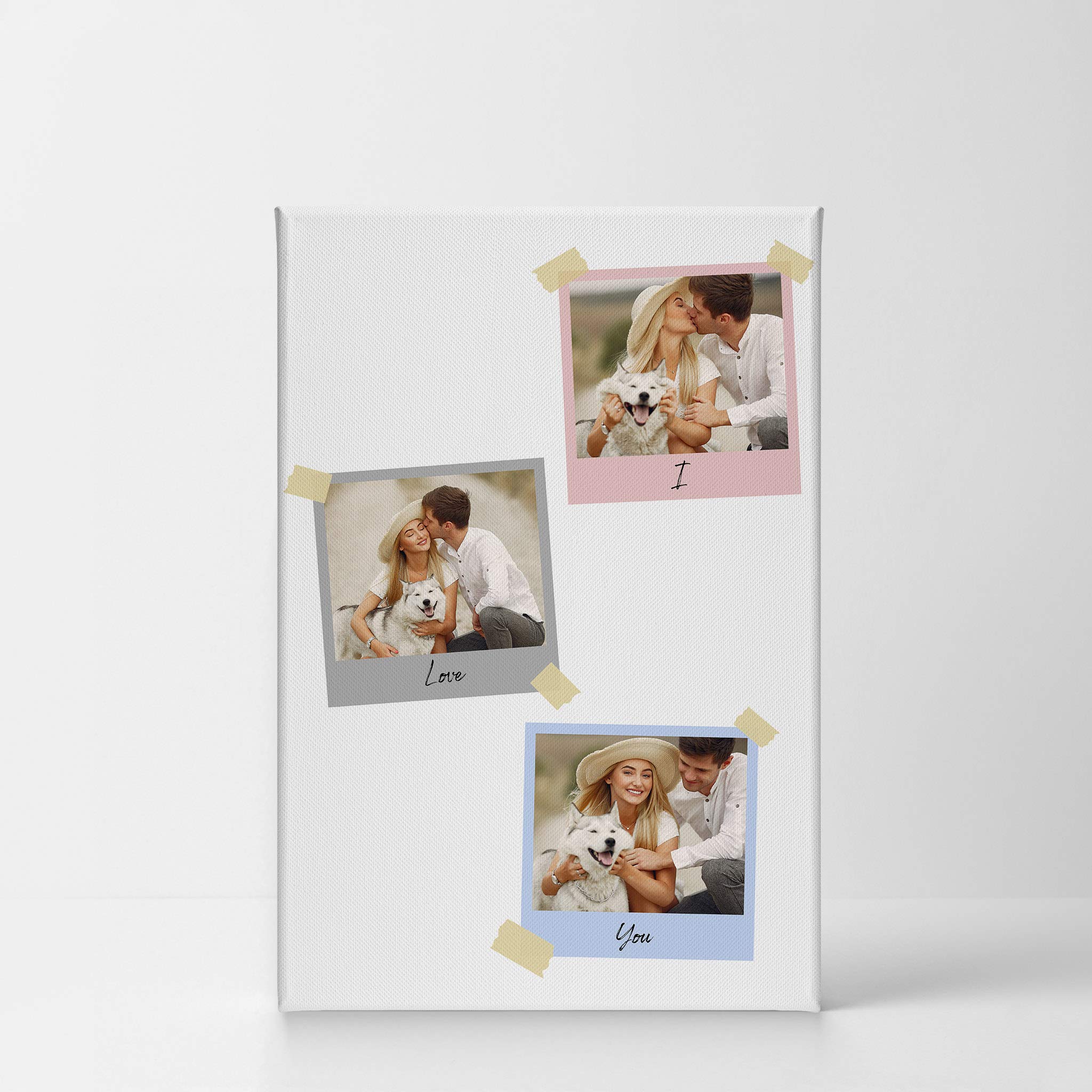 Smile Art Design Custom Photo Print Canvas Print with Your Photo Personalized Photo 3 Images Polaroid Photo Collage Picture I Love You Quote Personalized Gift Wedding Gift - 17x11 inches