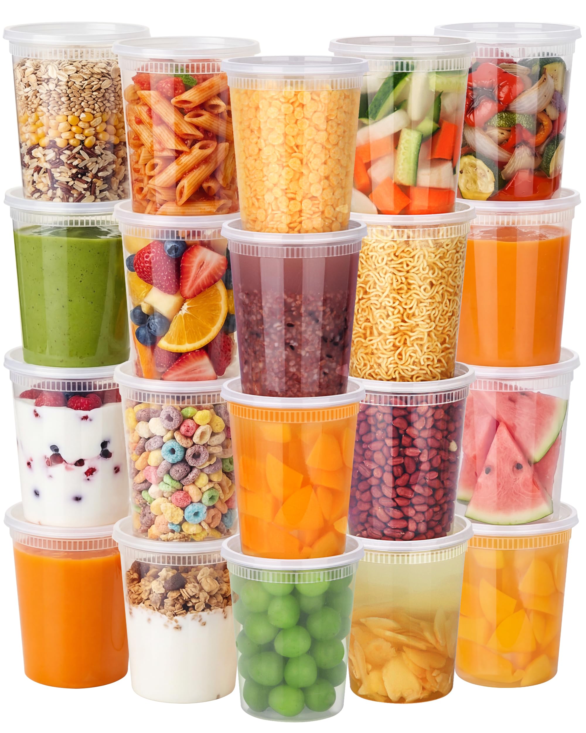 Nescci 72 Sets (144-Piece) Deli Containers With Lids, 32 Oz X 72 Set Each, Leak-Proof & Bpa Free Airtight Takeout Plastic Food S