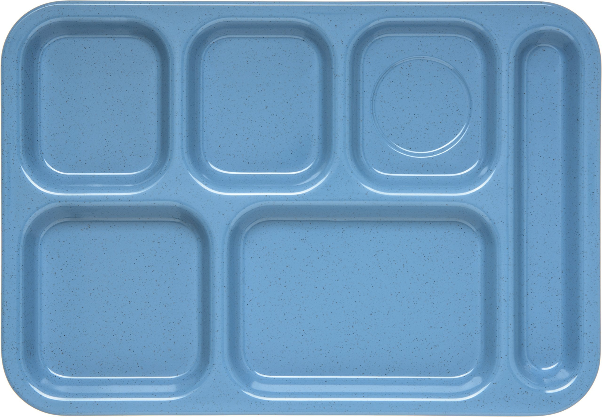 Carlisle Foodservice Products Right-Hand Heavyweight 6-Compartment Melamine Tray 10'' X 14'' - Sandshade