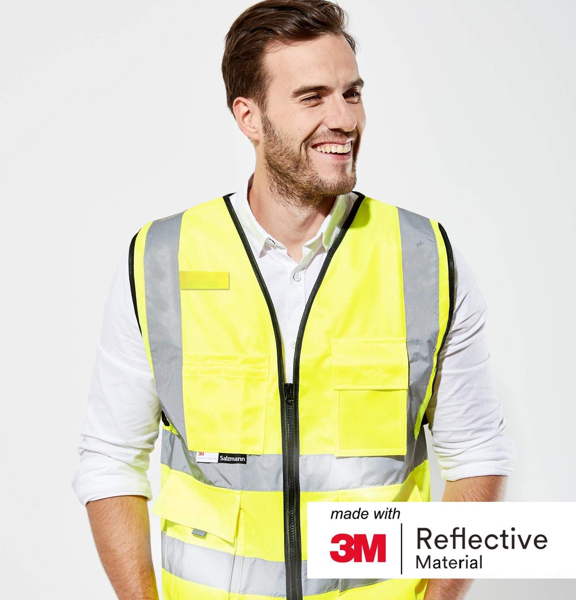 Salzmann 3M Multi-Pocket Safety Vest - Reflective High Visibility Vest - Made With 3M Reflective Material - Meets Ansiisea107