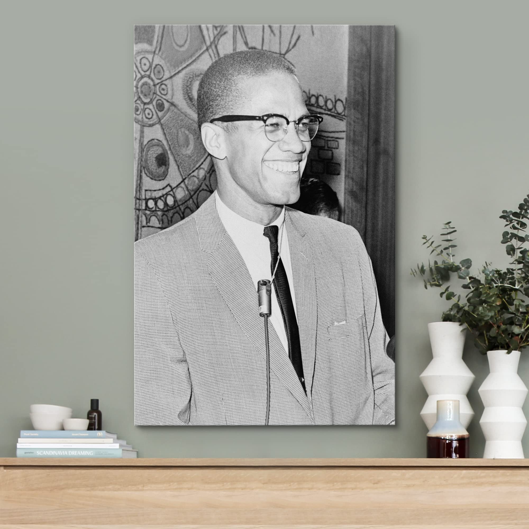 Wall26 Canvas Print Wall Art African American Civil Rights Black & White Malcolm X Historic Classic Photography Realism Traditio