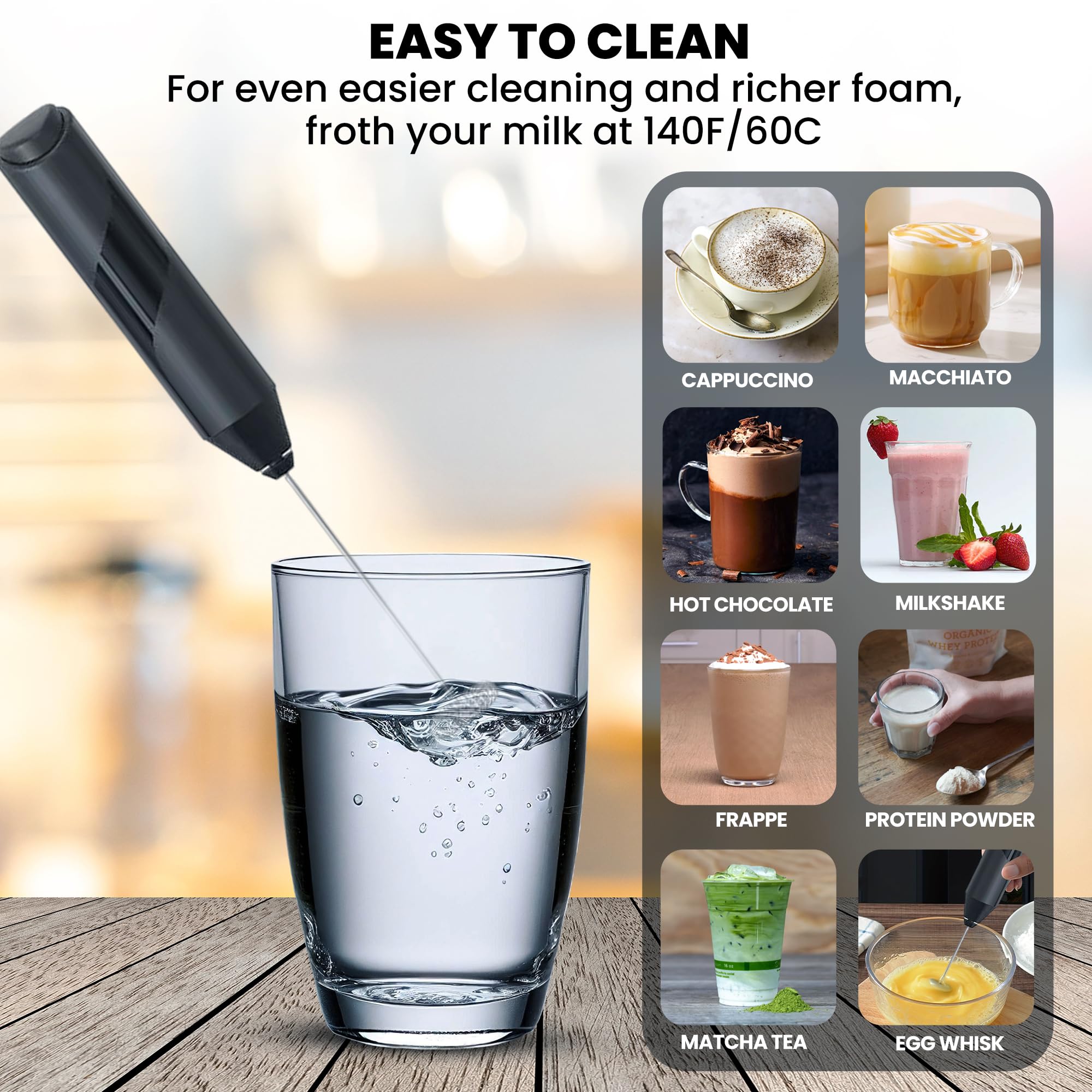 Alpspeaks Milk Frother Wand With Stand - Milk Frother Handheld Battery Operated - Electric Whisk Coffee Frother - Drink Mixer Ha