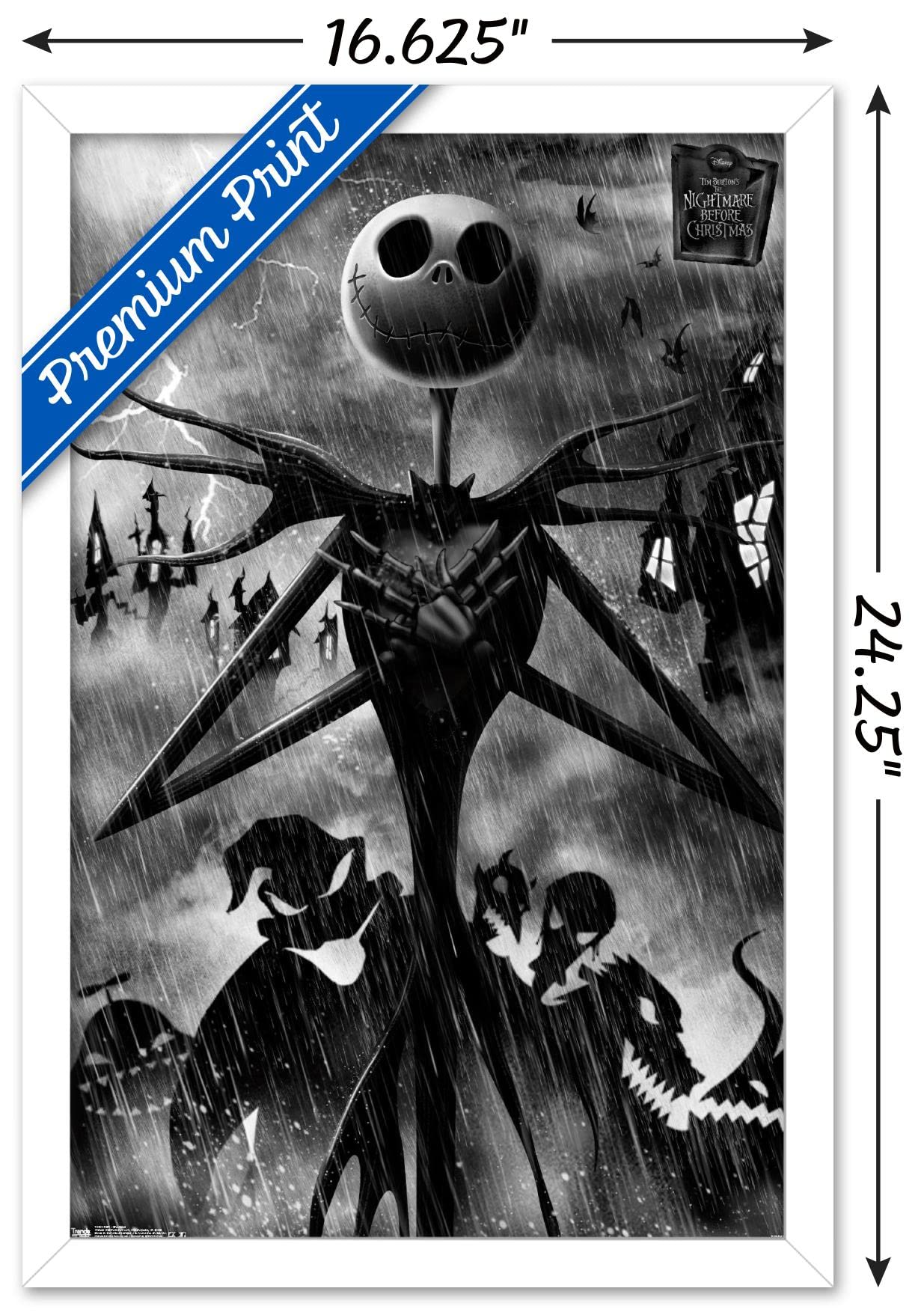 Trends International Disney Tim Burton'S The Nightmare Before Christmas-Shadows Wall Poster, 14.725'' X 22.375'', White Framed V