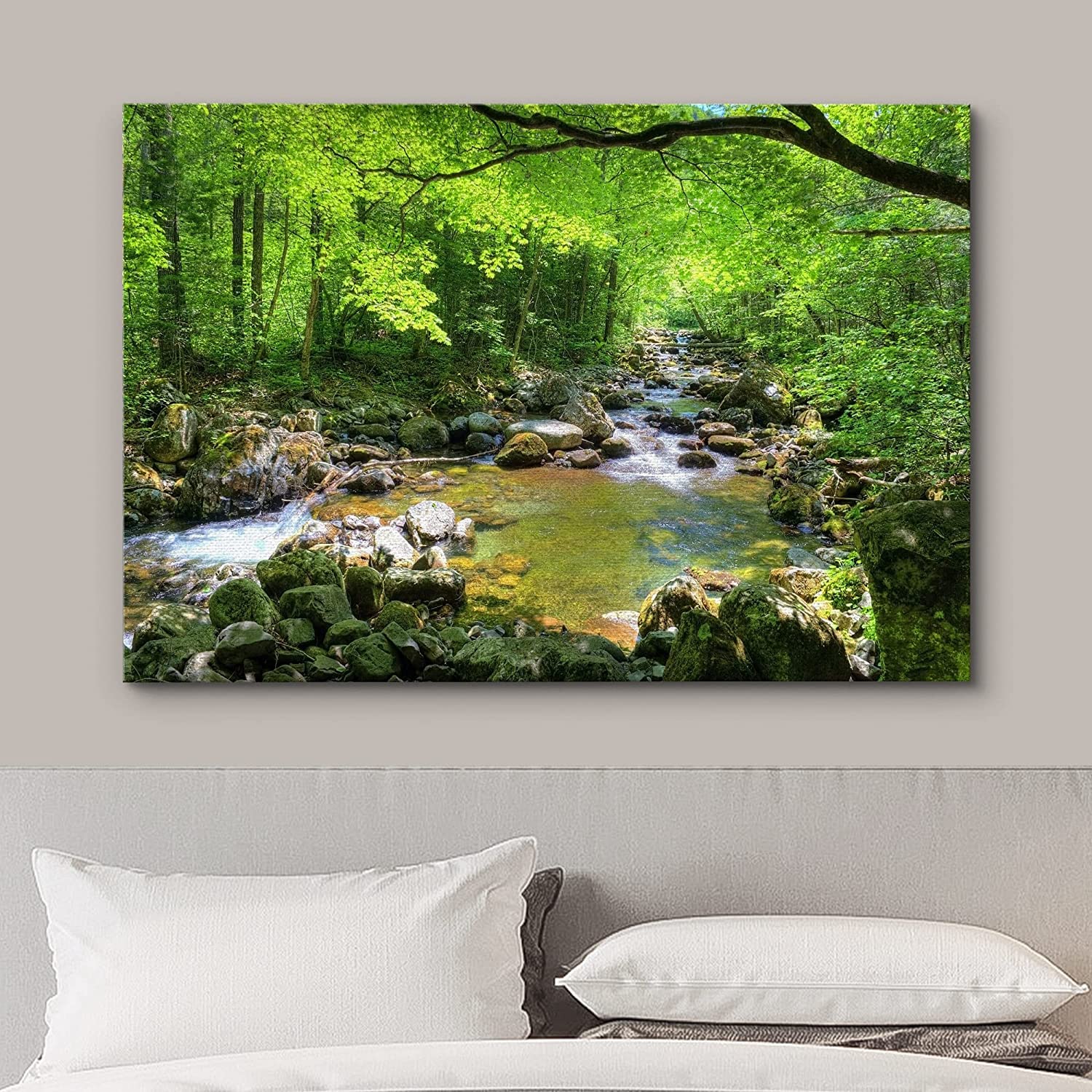 Wall26 Canvas Print Wall Art River Through The Green Forest Nature Wilderness Photography Modern Art Rustic Scenic For Living Ro