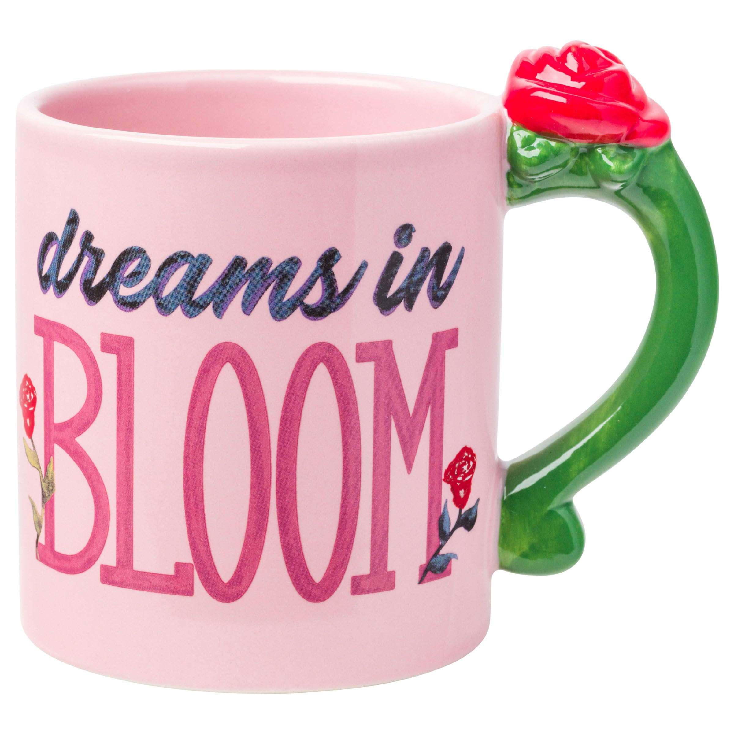 Silver Buffalo Disney Belle Dreams in Bloom Roses Shaped Handle Ceramic Mug, 20 Ounces