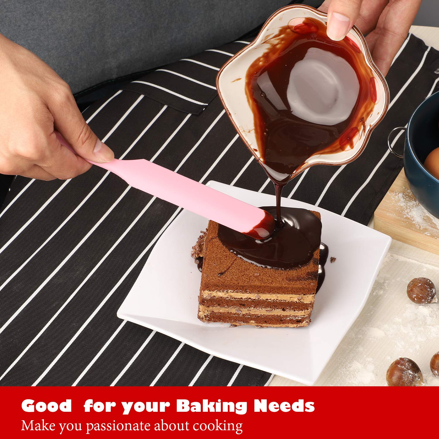 Heat Resistant Silicone Spatulas Set 6Pcs, Seamless Design Non-Stick Mixing Spatulas With Stainless Steel Core, Premium Bpa-Free