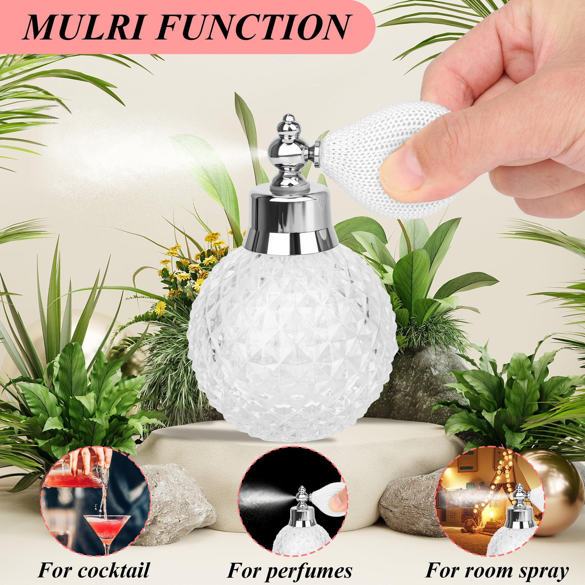 Coolrunner Crystal Art Vintage Style Refillable Perfume Atomizer Spray Bottle 100Ml (Clear)