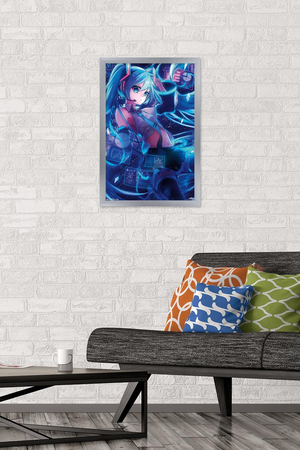 Trends International Hatsune Miku - Screens Wall Poster, 14.725'' X 22.375'', Silver Framed Version