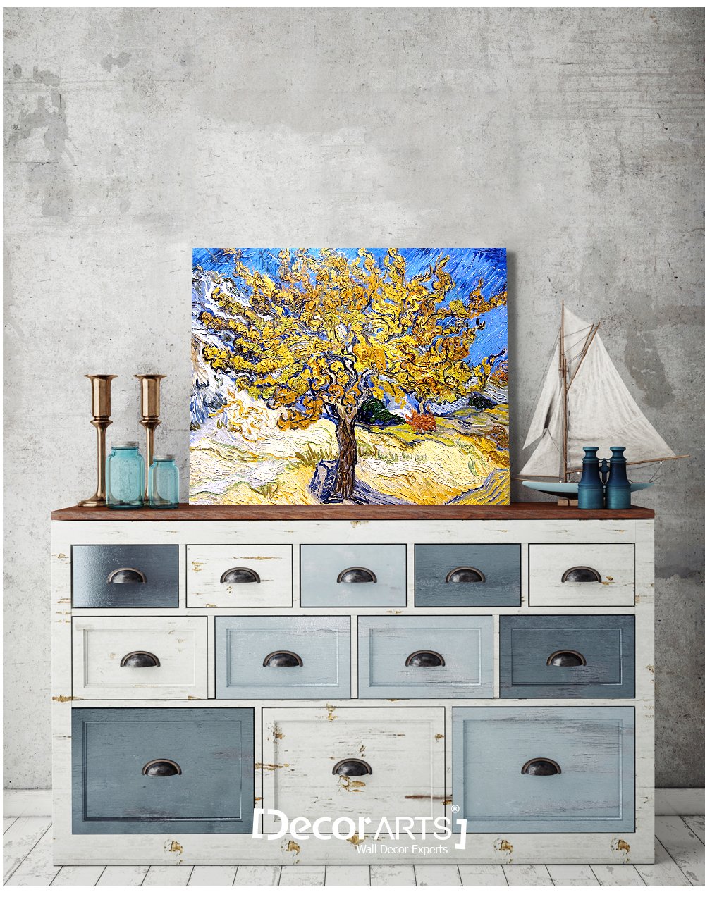 Decorarts - The Mulberry Tree, Vincent Van Gogh Art Reproduction. Giclee Canvas Prints Wall Art For Home Decor 20X16, Depth 1.5