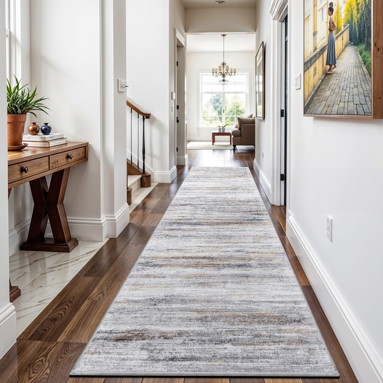 Washable Hallway Runner Rug for Home: Extra Long Runners for Entryway Living Room Dining Room - Stain and Water Resistant Rugs w