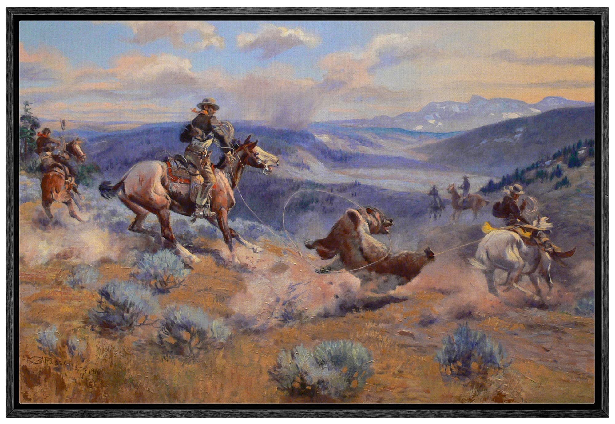 Wall26 Framed Canvas Print Wall Art Swift Horses Are Surer Than Lead By Charles Russell Animals Wildlife Illustrations Realism N