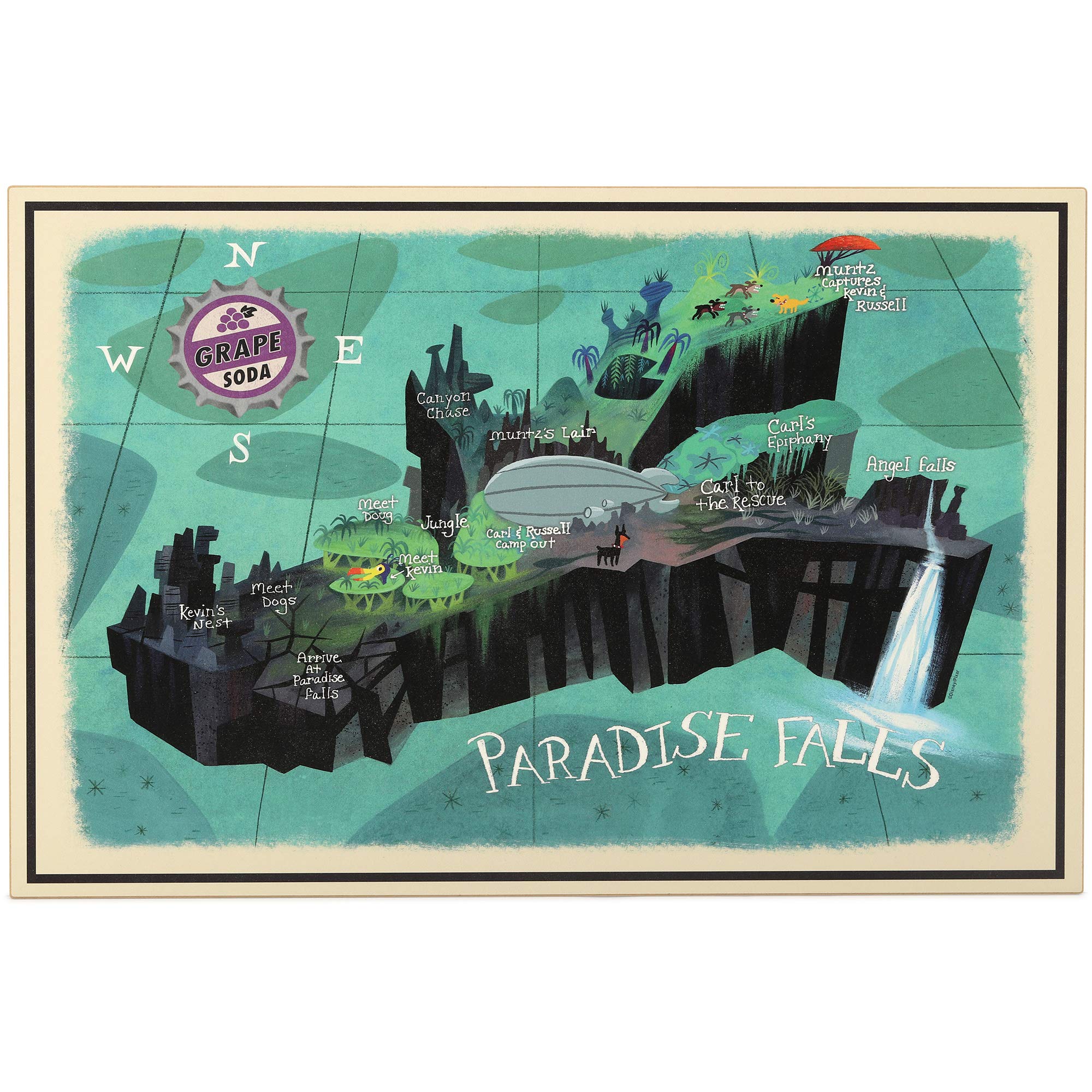 Open Road Brands Disney Pixar Up Paradise Falls Map Wood Wall Decor - Large Disney Pixar Up Movie Wall Art For Kids' Bedroom Or