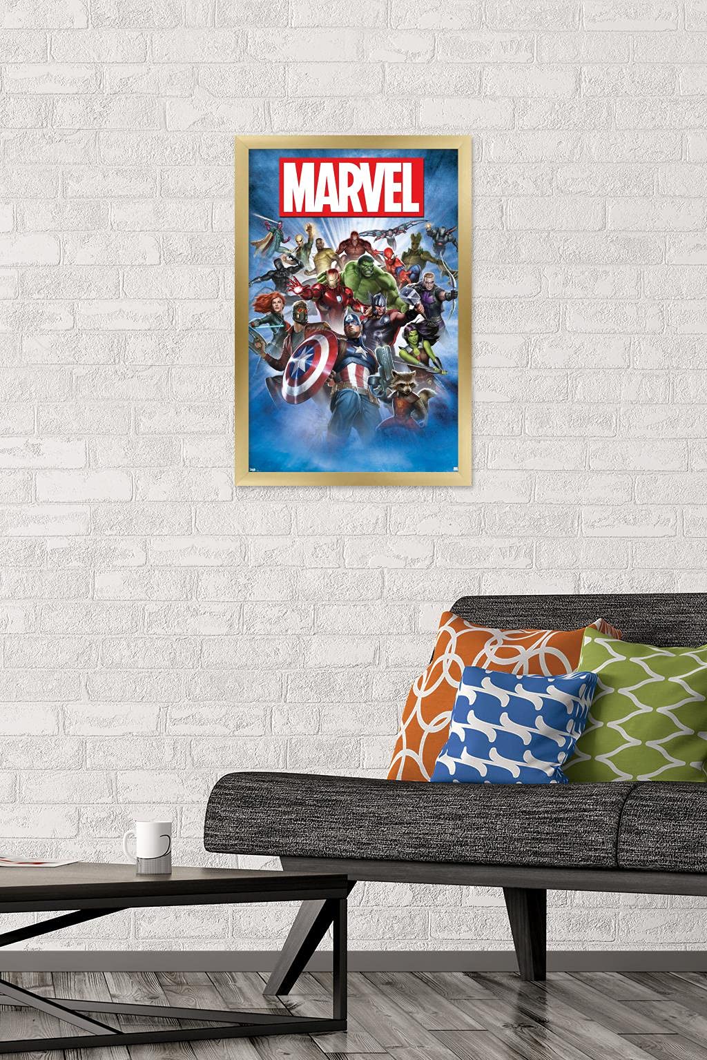 Trends International Marvel Comics - Group Shot Wall Poster, 14.725'' X 22.375'', Gold Framed Version