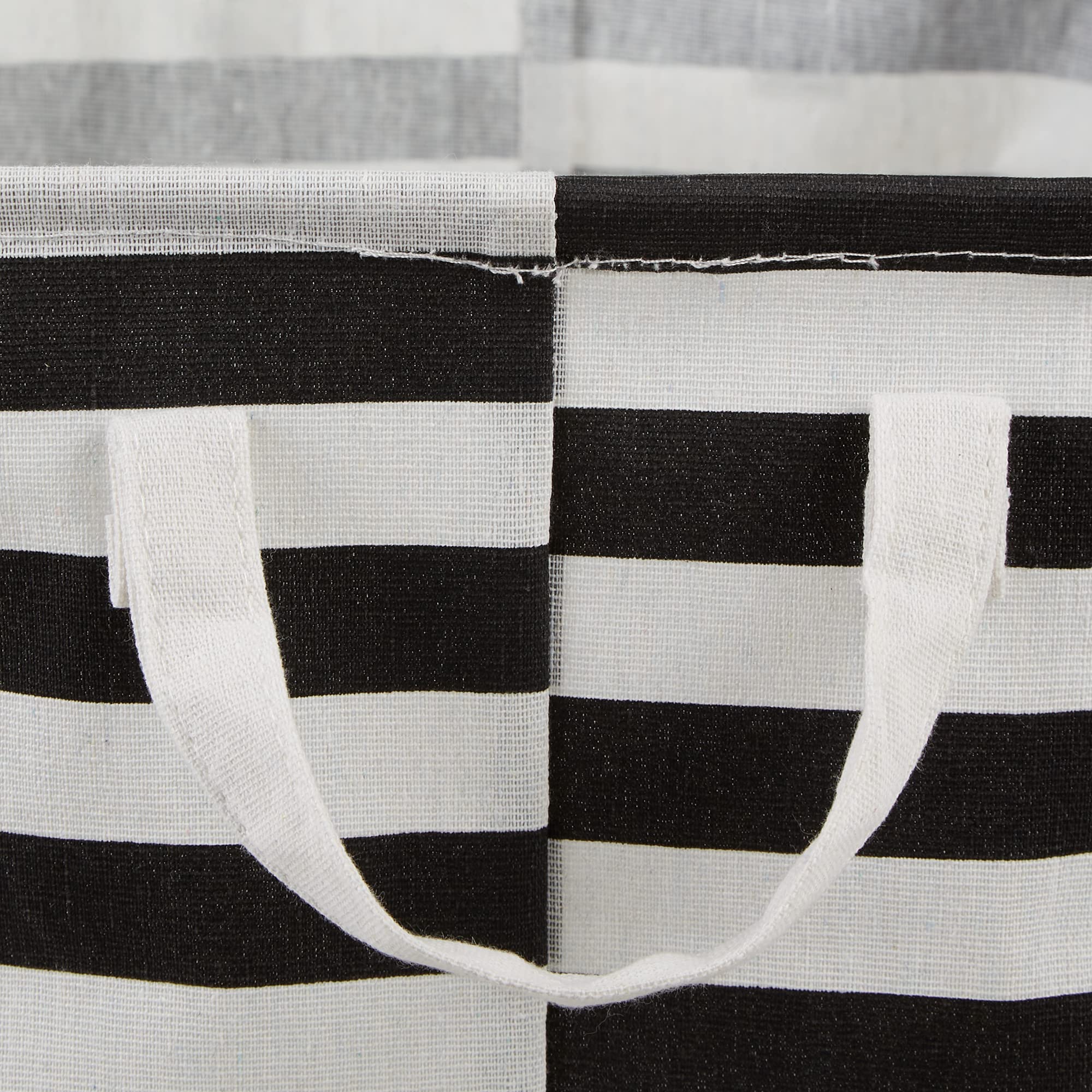 DII PE-Coated Cotton Polyester Laundry Bin Stripe Black Rectangle Large 10.5x17.5x10.5 (Set of 2)