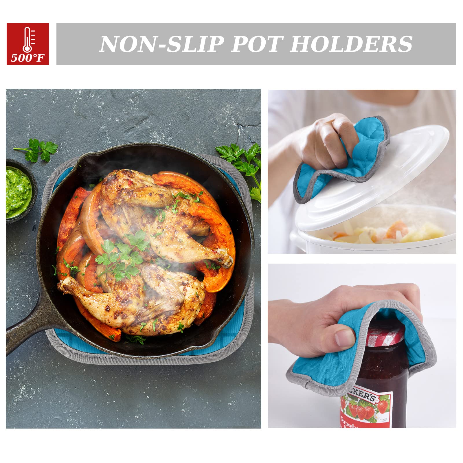 Oven Mitts And Pot Holders Set With Kitchen Towels And Dishcloths, 500 Degree Heat Resistant Oven Gloves And Hot Pads, Premium S