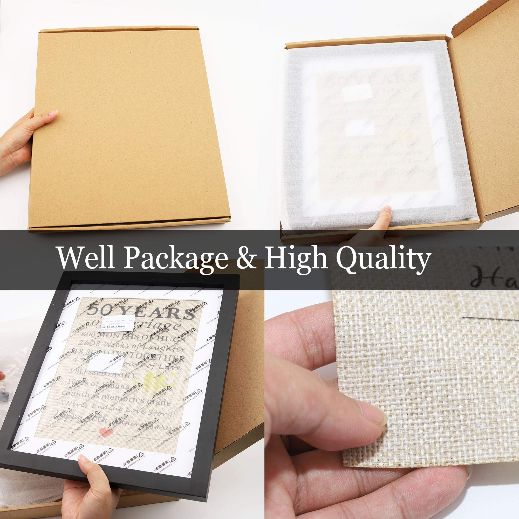 Corfara Framed 10Th Wedding Anniversary Burlap Gift 11'' W X 13'' H, Couples 10Th Anniversary 10 Years Of Marriage Gift For Wife