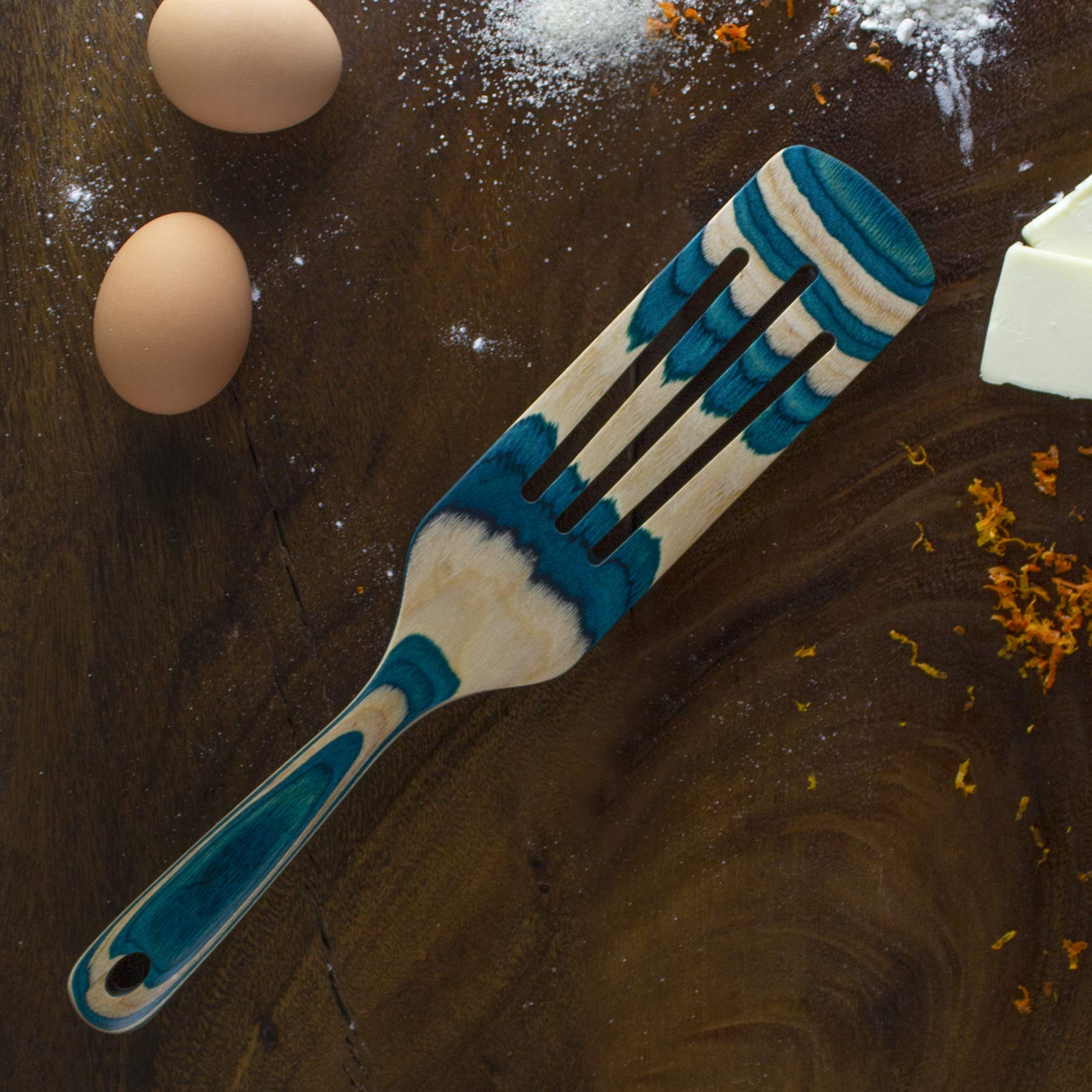 Baltique Mykonos Collection 13'' Wooden Spurtle Cooking Utensil, Safe For Nonstick