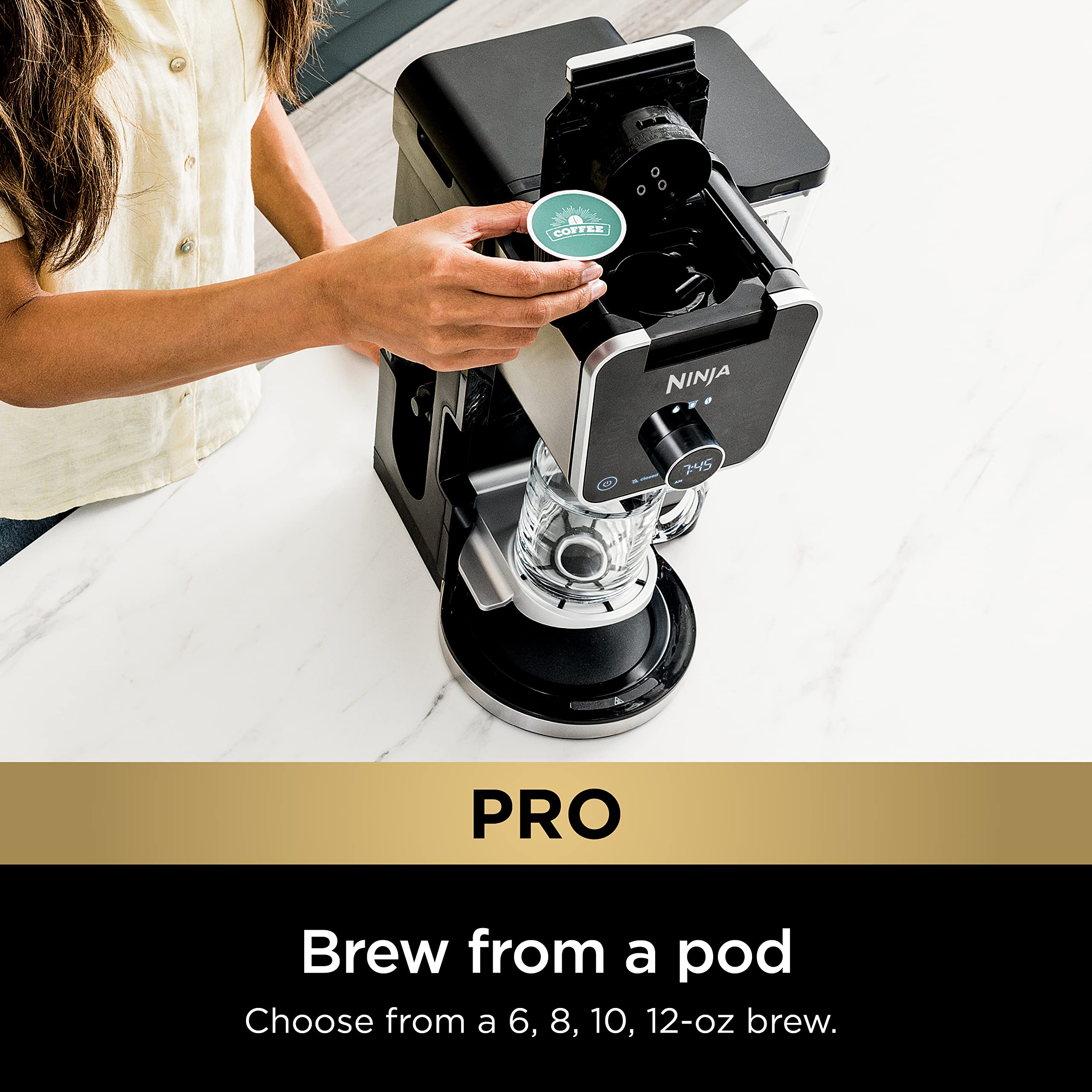 Ninja Cfp301 Dualbrew Pro Specialty 12-Cup Coffee Maker With Glass Carafe, Single-Serve, Grounds, Compatible With K-Cup Pods, Wi