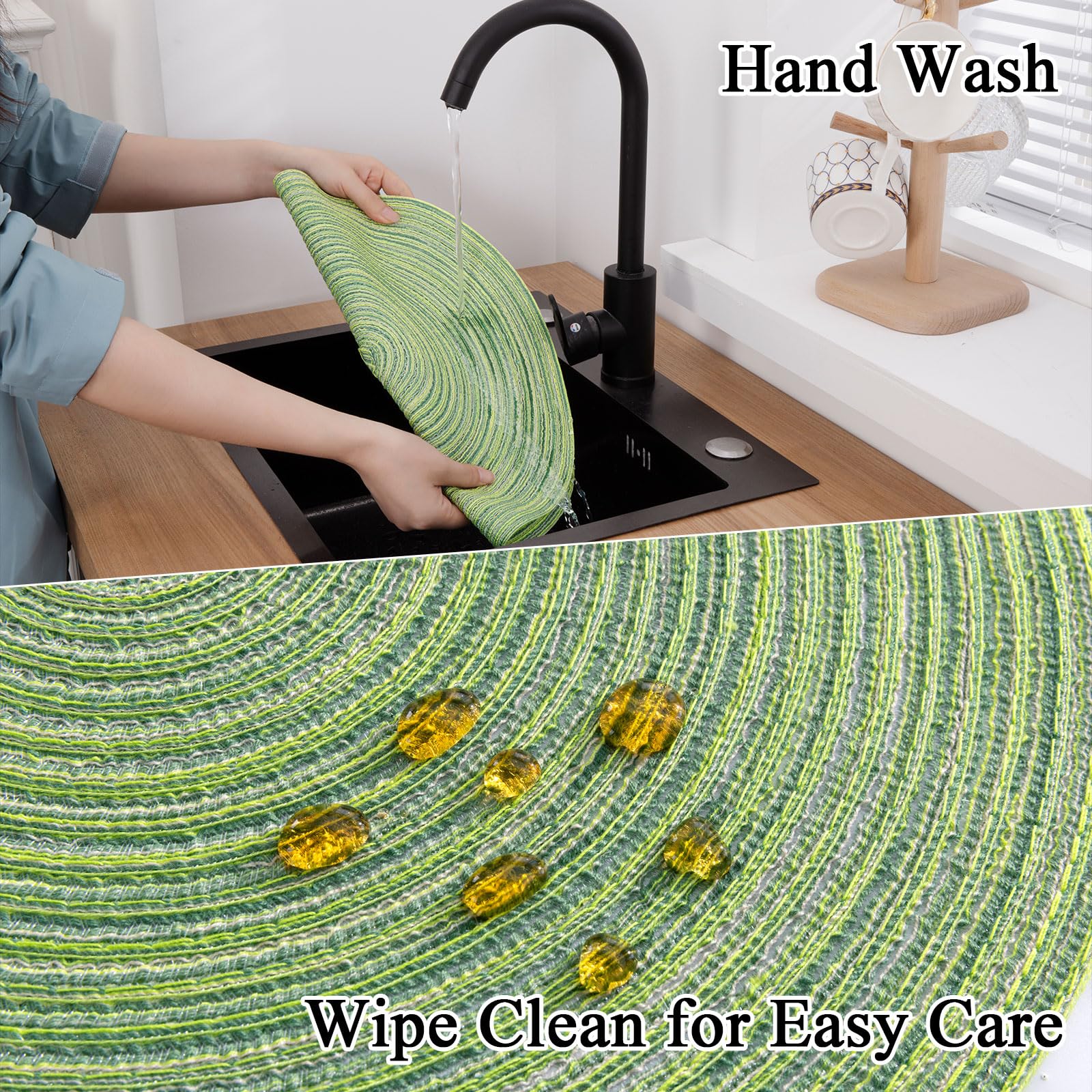 SHACOS Round Placemats Set of 6 for Dining Tables 15 inch Cotton Braided Placemats Washable Reversible for Kitchen Holiday Party