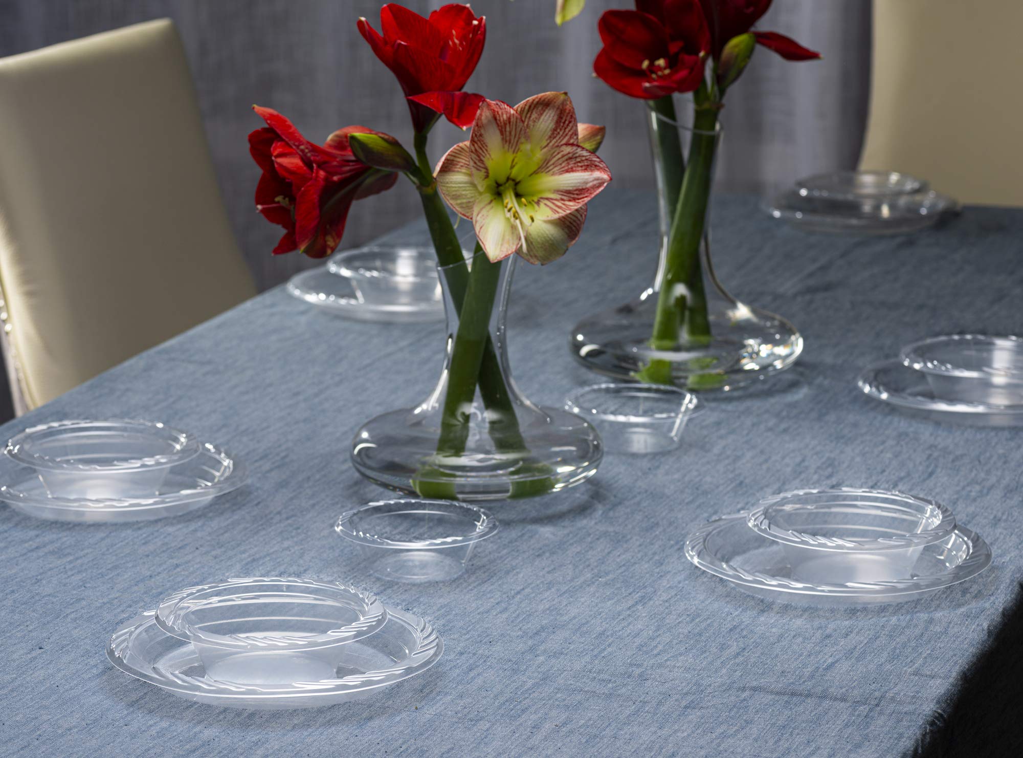 Plasticpro 6'' Inch Premium Crystal Clear Disposable Plastic Dessert Size Party Plate Pack Of 80