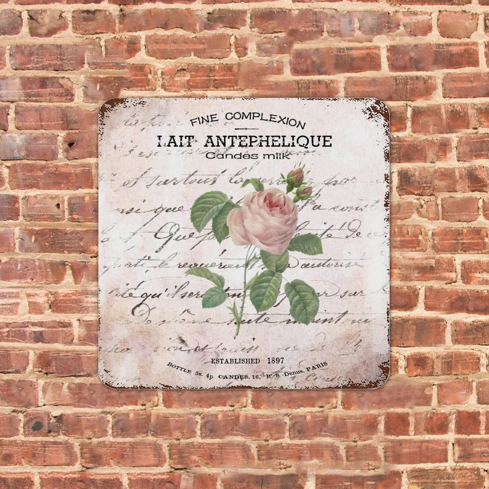 French Bouquet Pink Quote Vintage Metal Tin Sign Metal Tin Retro Sign Vintage Flowers Art Print Vintage Pub Wall Home Art Kitche