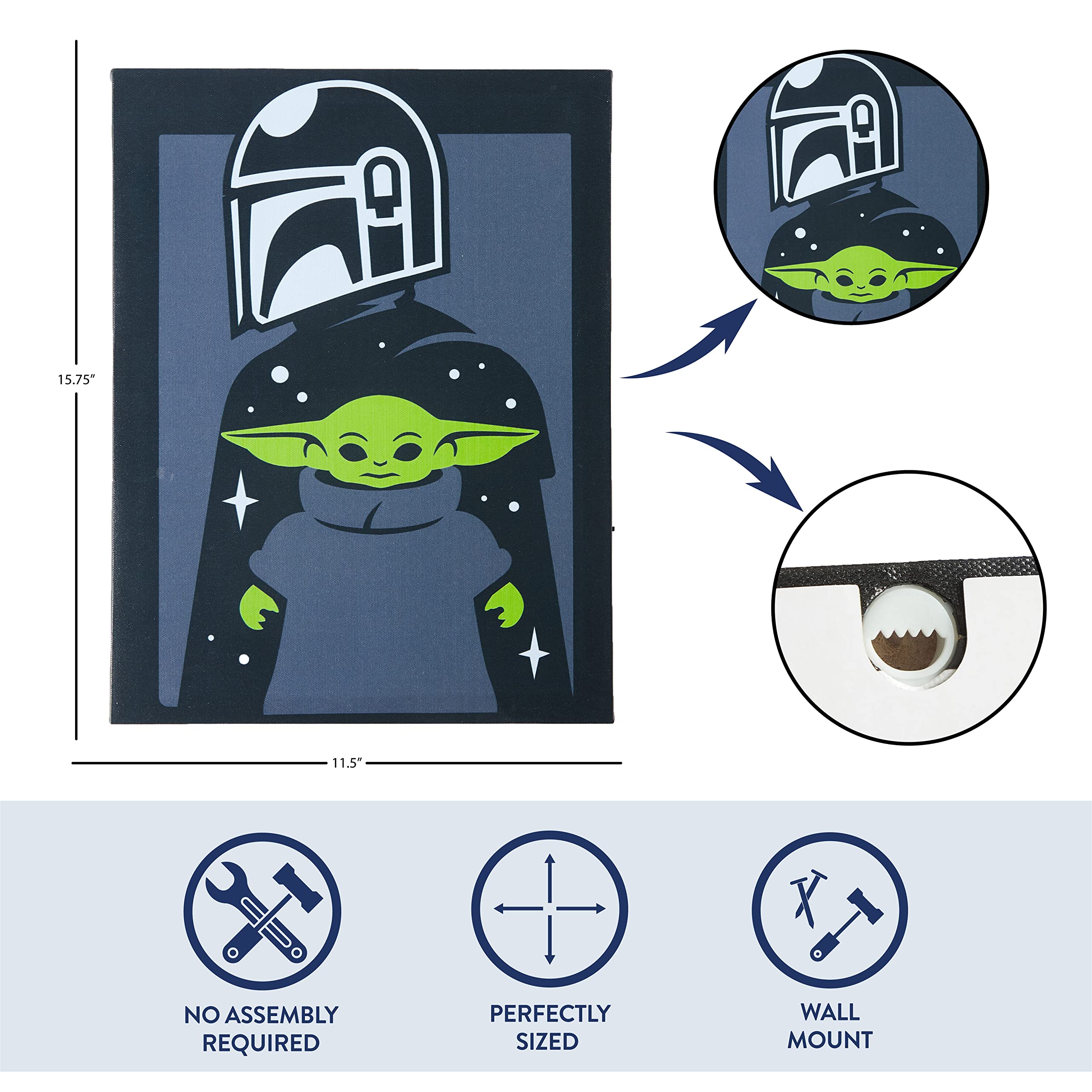 Idea Nuova Star Wars: The Mandalorian featuring The Child LED Canvas Wall Art  15.75 ''x11.5 ''