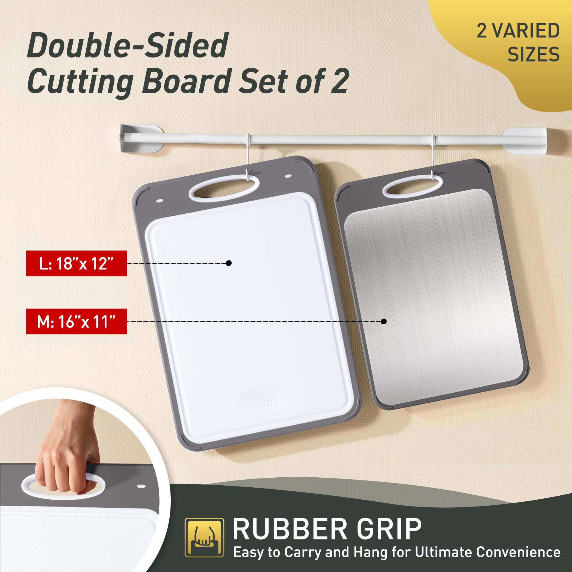 2 in 1 Stainless Steel Cutting Board with Handle 2 Packs Father Day Parents Papa Stepdad Pappy Poppy Pawpaw Who Want Nothing Eve