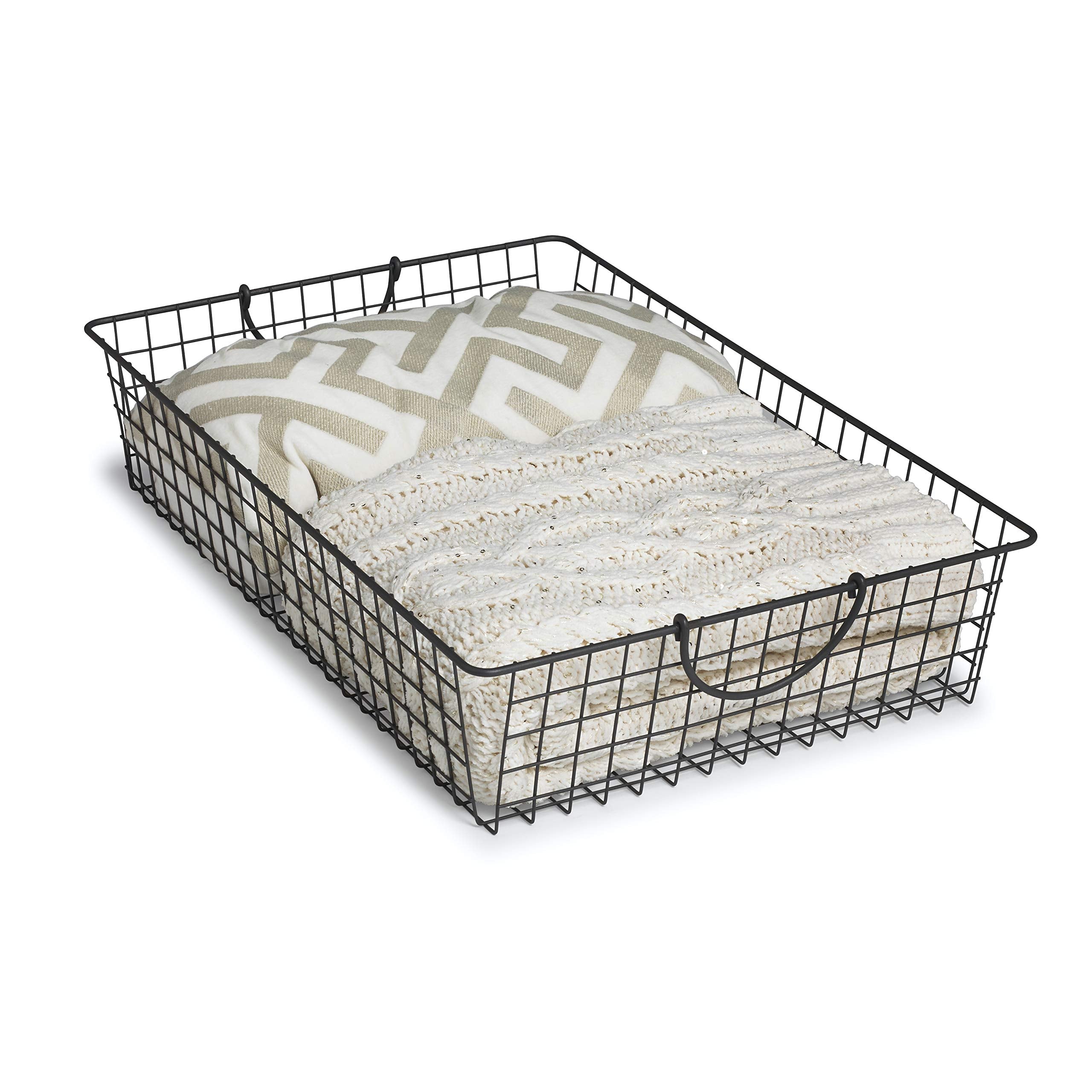 Spectrum Stowaway Wire Large Basket (Industrial Gray) - Storage Bin & D  cor for Bathroom, Closet, Pantry, Under Sink, Toy, Shel