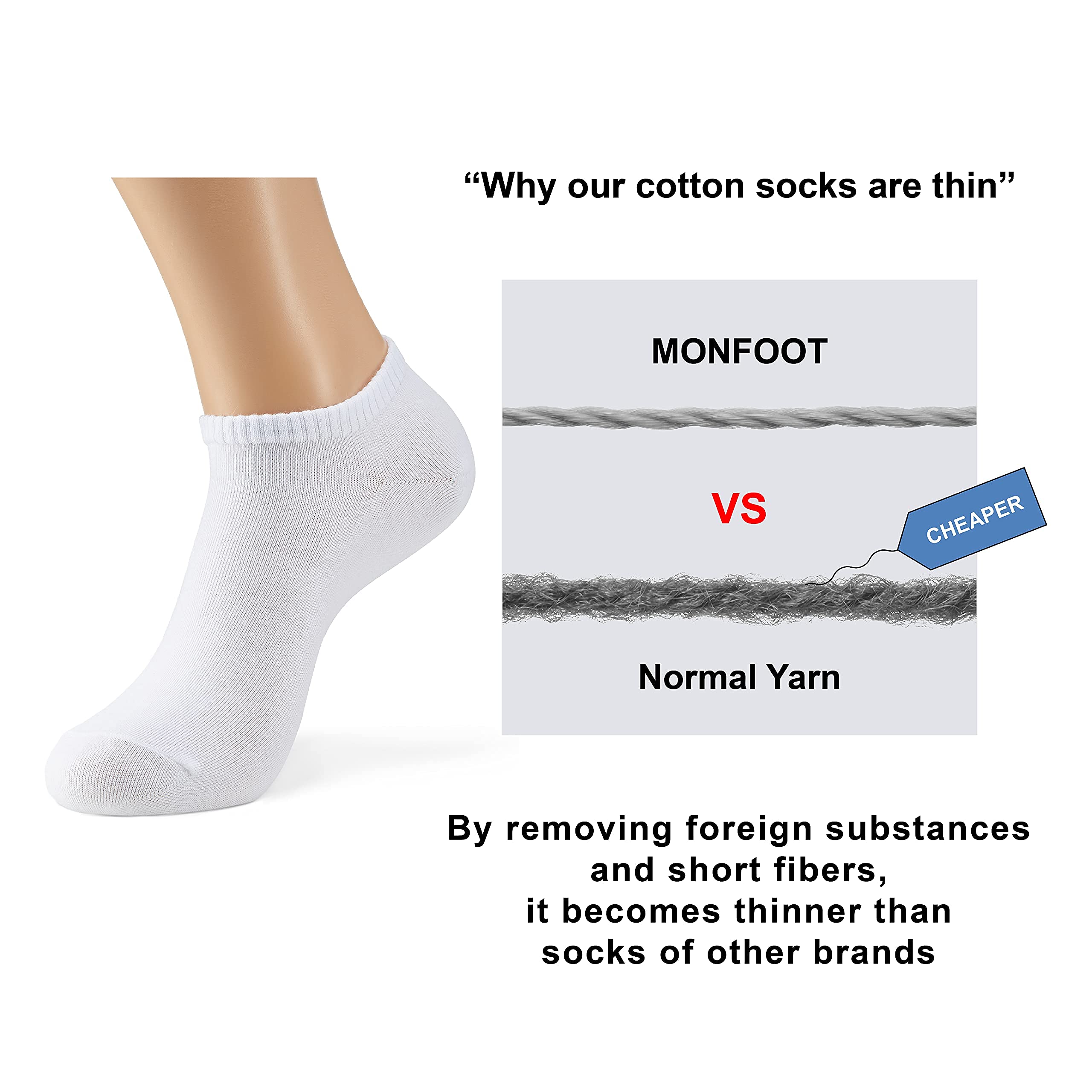 MONFOOT 10-Pack Cotton Low Cut Ankle Socks, Large, Multicolor (Grey, White, Multicolour)