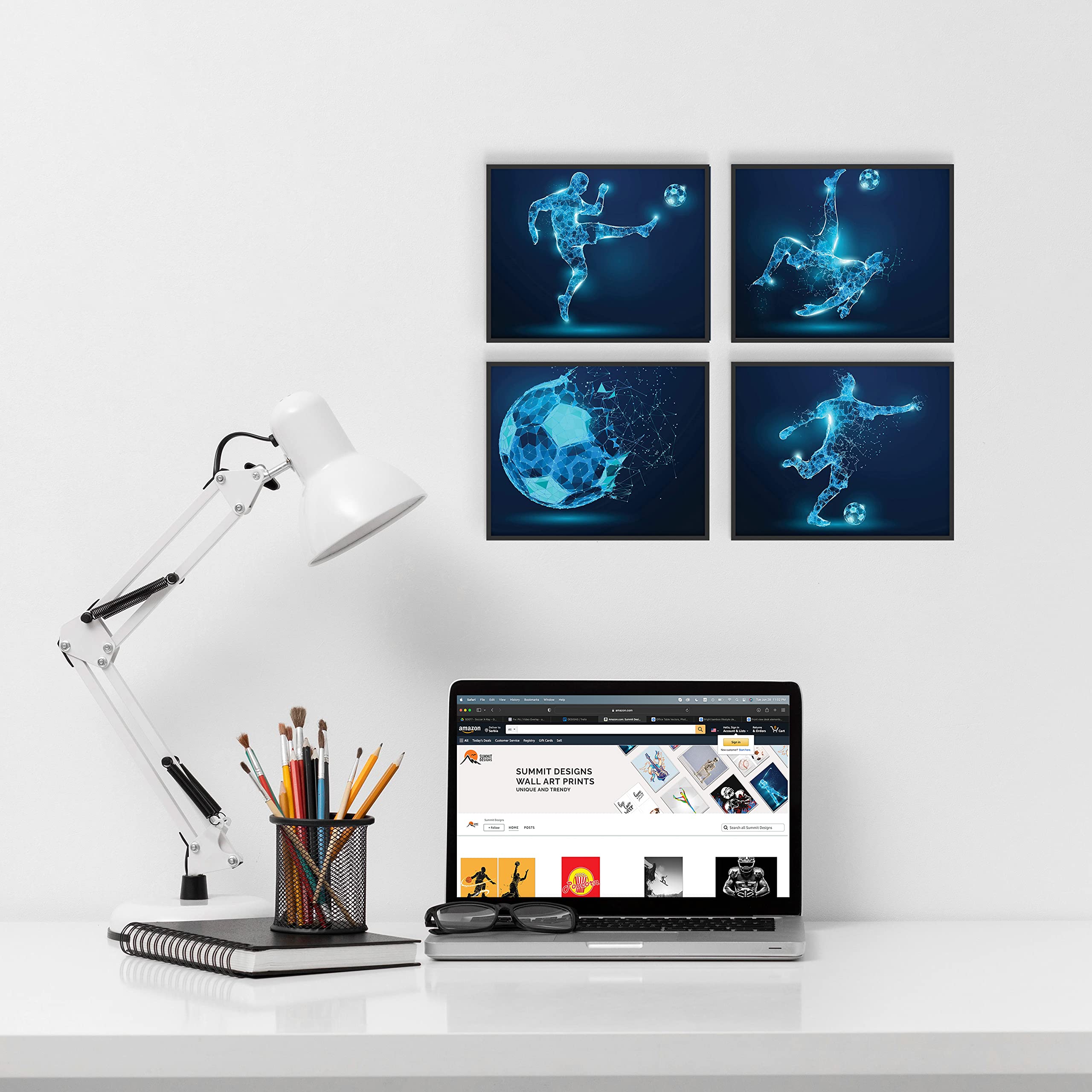 Soccer Wall Art Prints Set of 4 (8x10) Unframed Soccer Posters Soccer Room Decor For Men Kids Teenagers Soccer Poster Set For Bedroom Man Cave Soccer Wall Decor Soccer Boys Bedroom Decor X-Ray