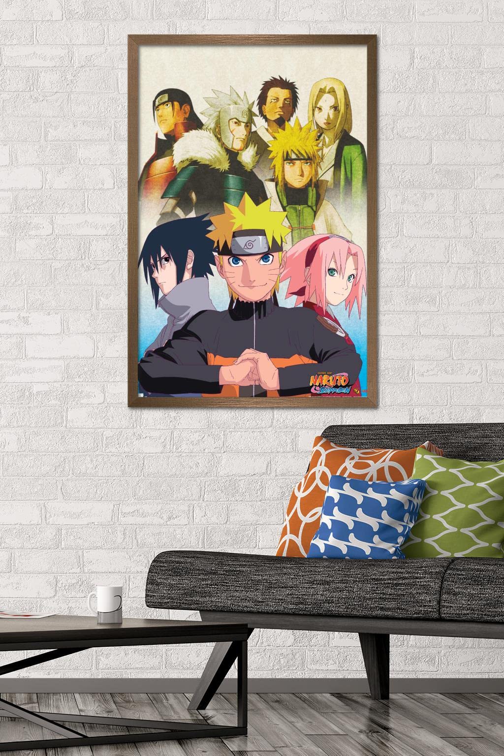 Trends International Naruto Shippuden - Key Art Wall Poster, 22.375'' X 34'', Bronze Framed Version