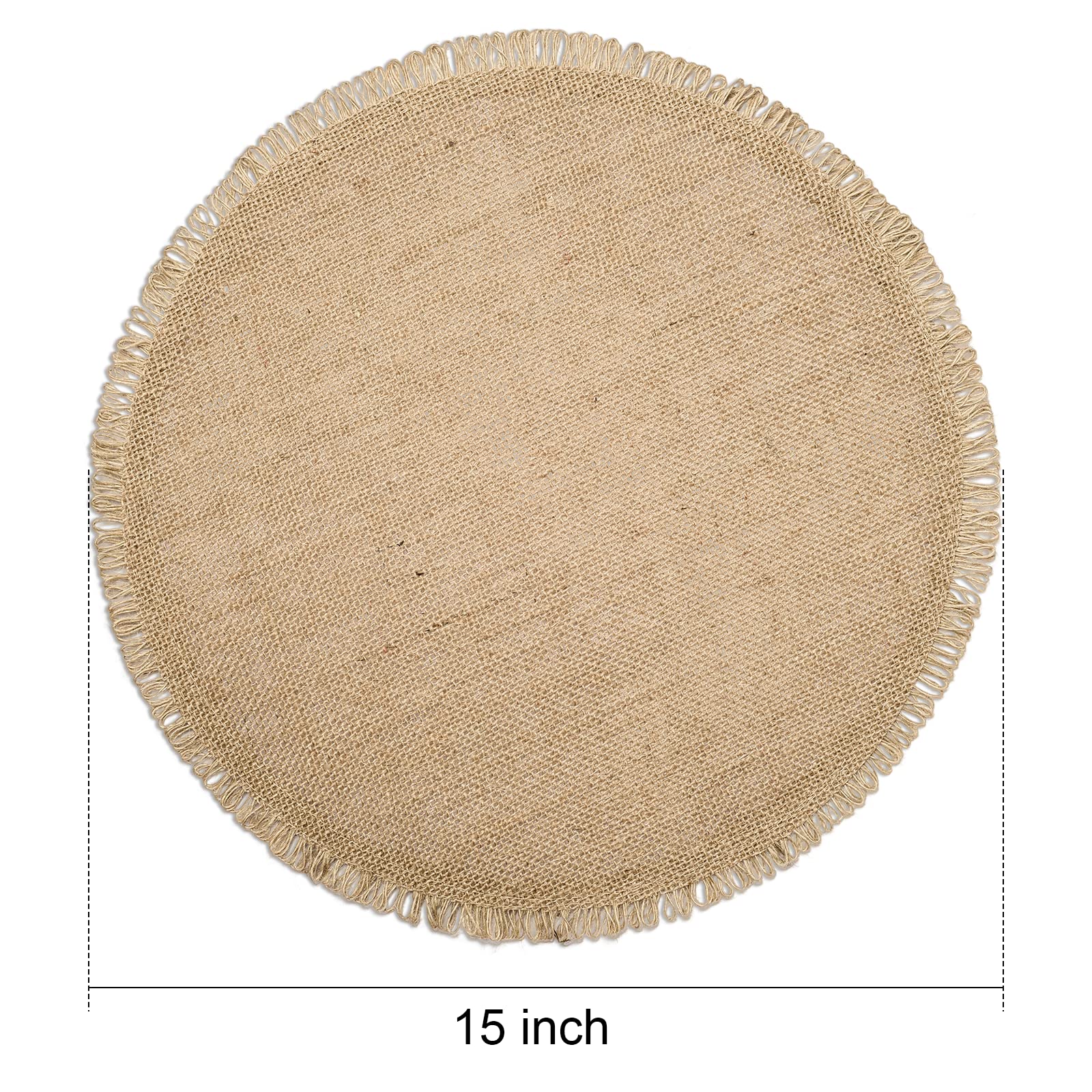 Funwheat Burlap Round Braided Placemats Set Of 12 For Dining Tables 15 Inch Heat Resistant Jute Table Mats Farmhouse Woven Fabri