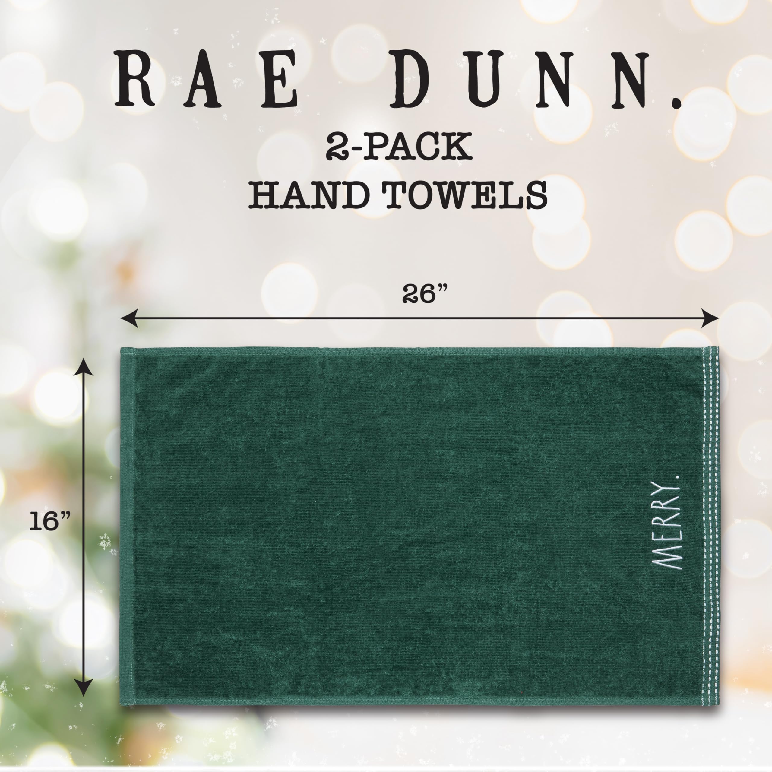 Rae Dunn Hand Towels, Embroidered Decorative Hand Towel For Kitchen And Bathroom, 100% Cotton, Highly Absorbent, Two Pack, 16X28
