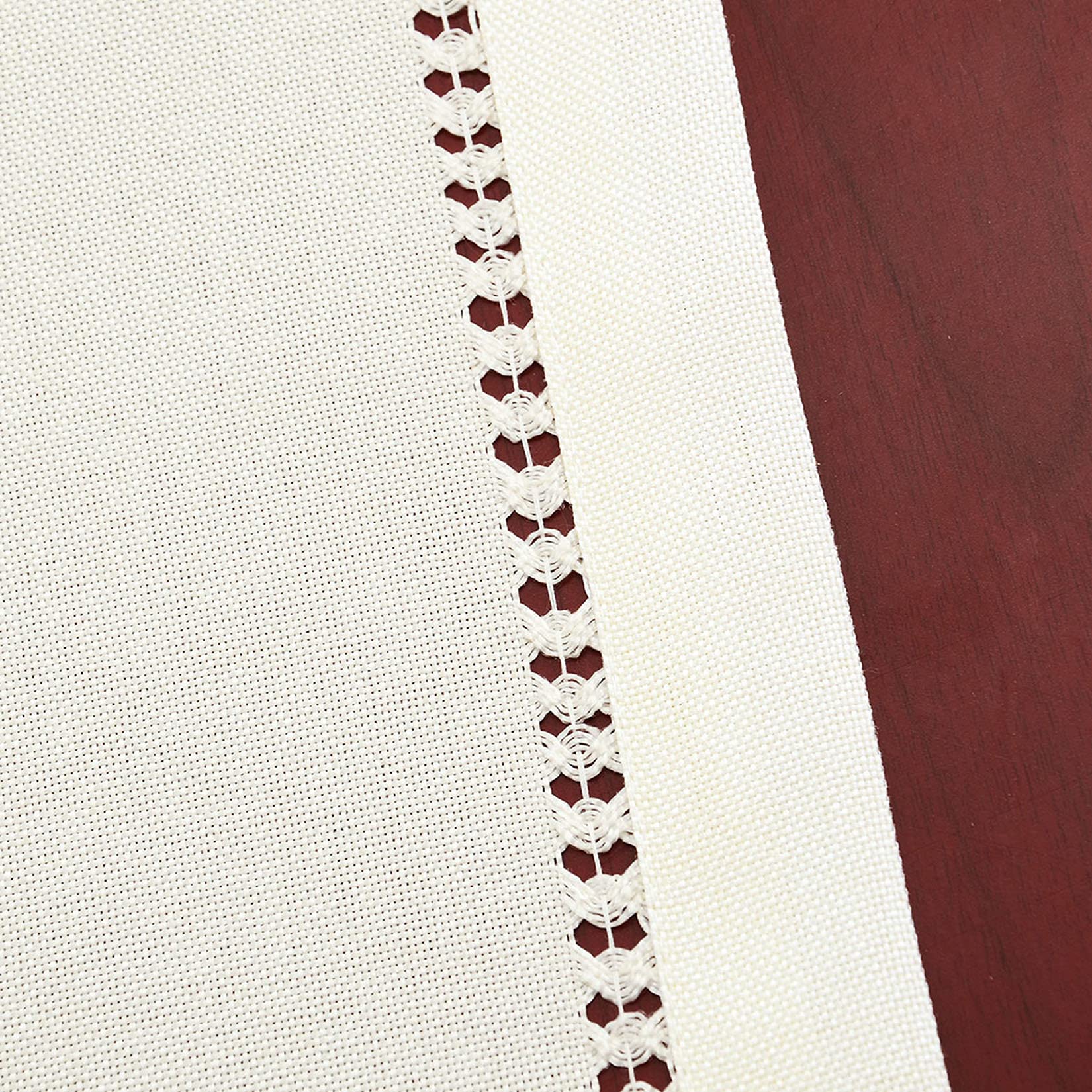 Grelucgo Handcrafted Solid Color Dining Table Runner, Dresser Scarf, Double-Hemstitched (Cream, 14 X 60)