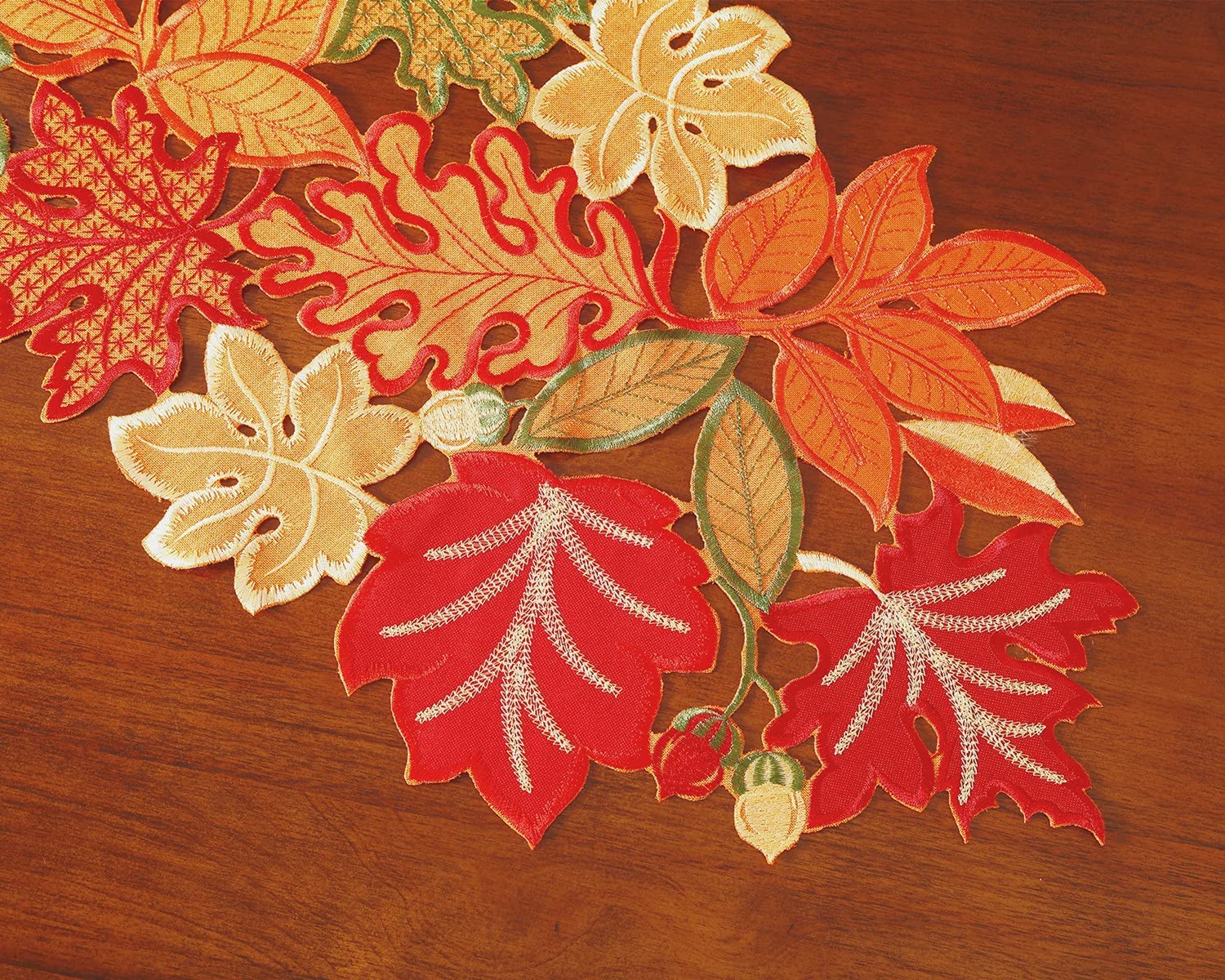 Granddeco Fall Thanksgiving Table Runner Orange Maple Leaves Harvest Autumn Holiday Party Dinner Seasonal Decoration (A-Fall And
