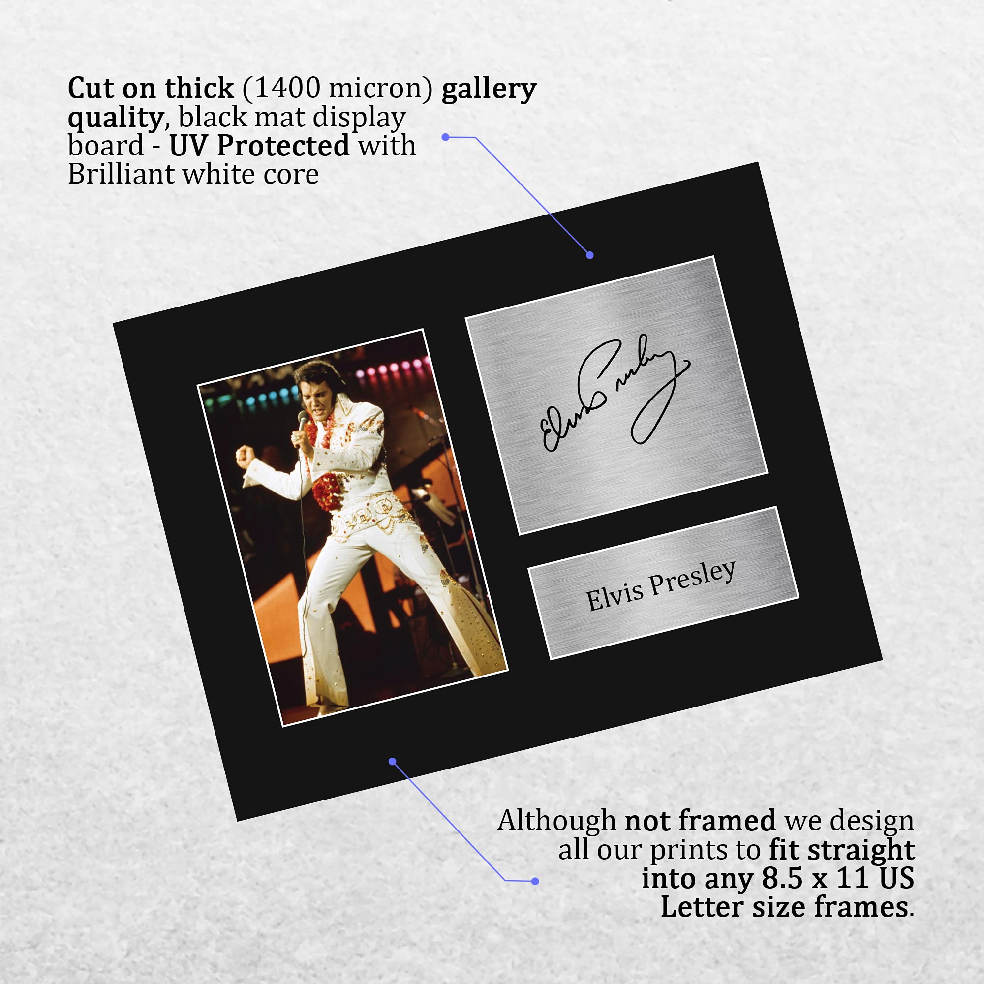 HWC Trading Elvis Presley Autograph Picture - US Letter Size, Black, Plastic Material for Music Memorabilia Fans