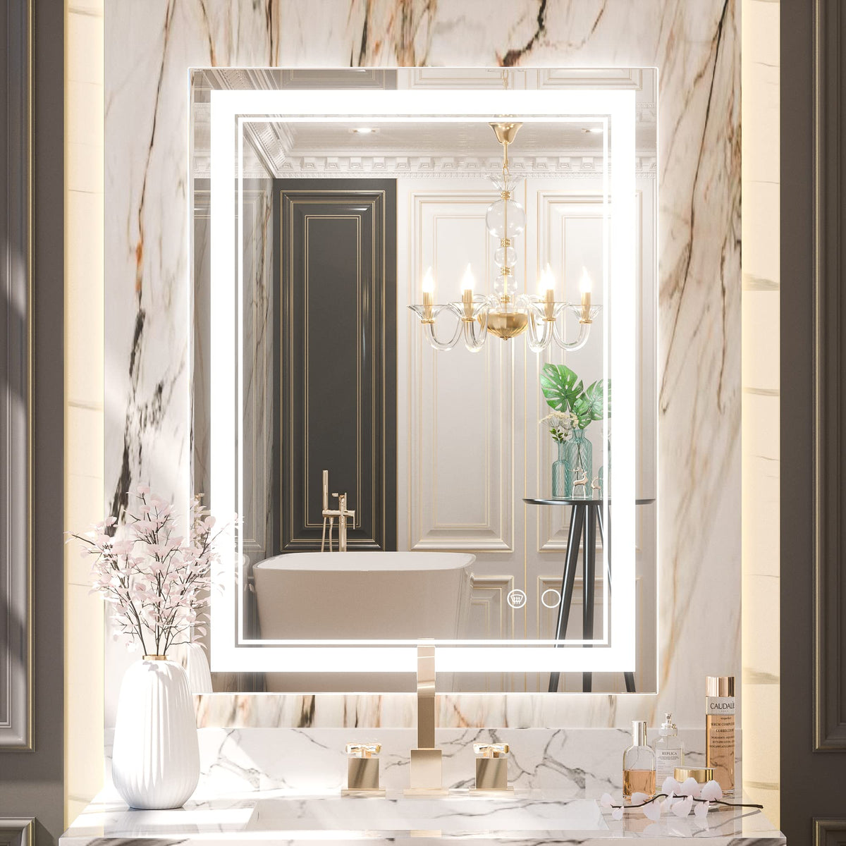 Keonjinn Led Bathroom Mirror, 32 X 24 Inch Front Lighted Bathroom Vanity Mirror With Lights, Wall Mounted Anti-Fog Dimmable Ligh