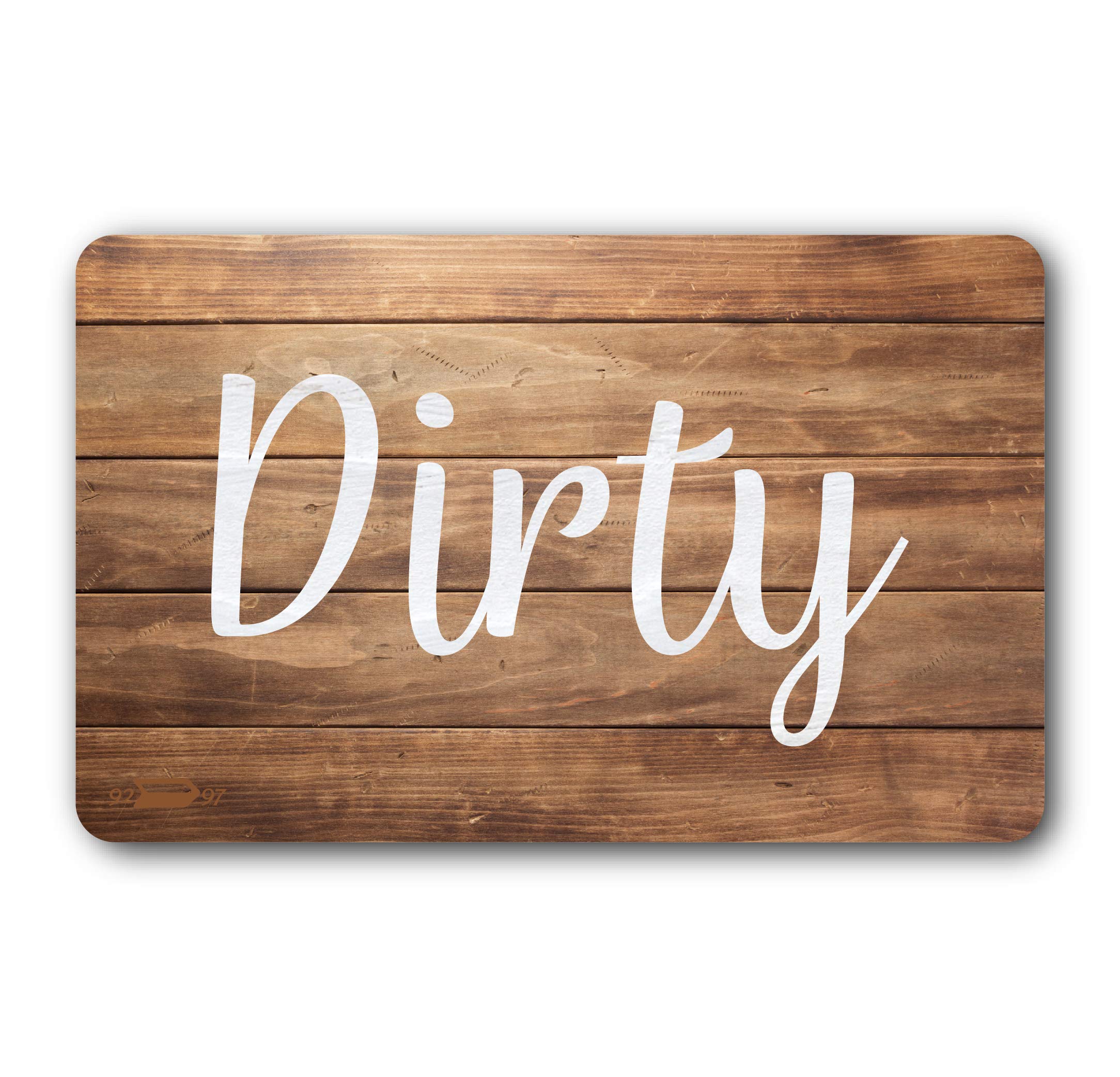 Dark Brown Wood Clean Dirty Magnet For Dishwasher, Reversible Dishwasher Magnet Clean Dirty Sign, Double Sided Strong Kitchen Fl
