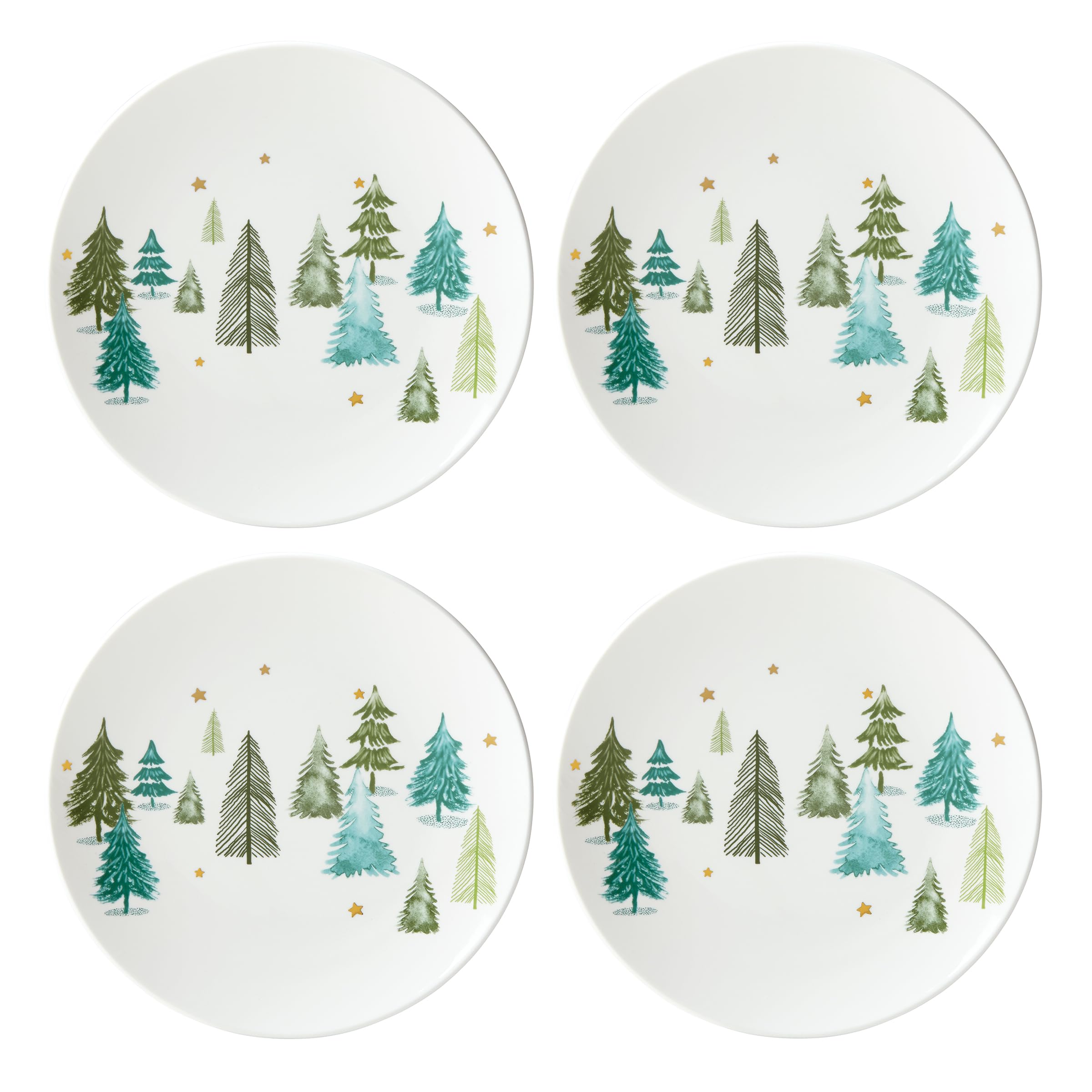 Lenox 880066 Balsam Lane 4-Piece Accent Plate Set, Christmas Drinkware, Holiday Hosting